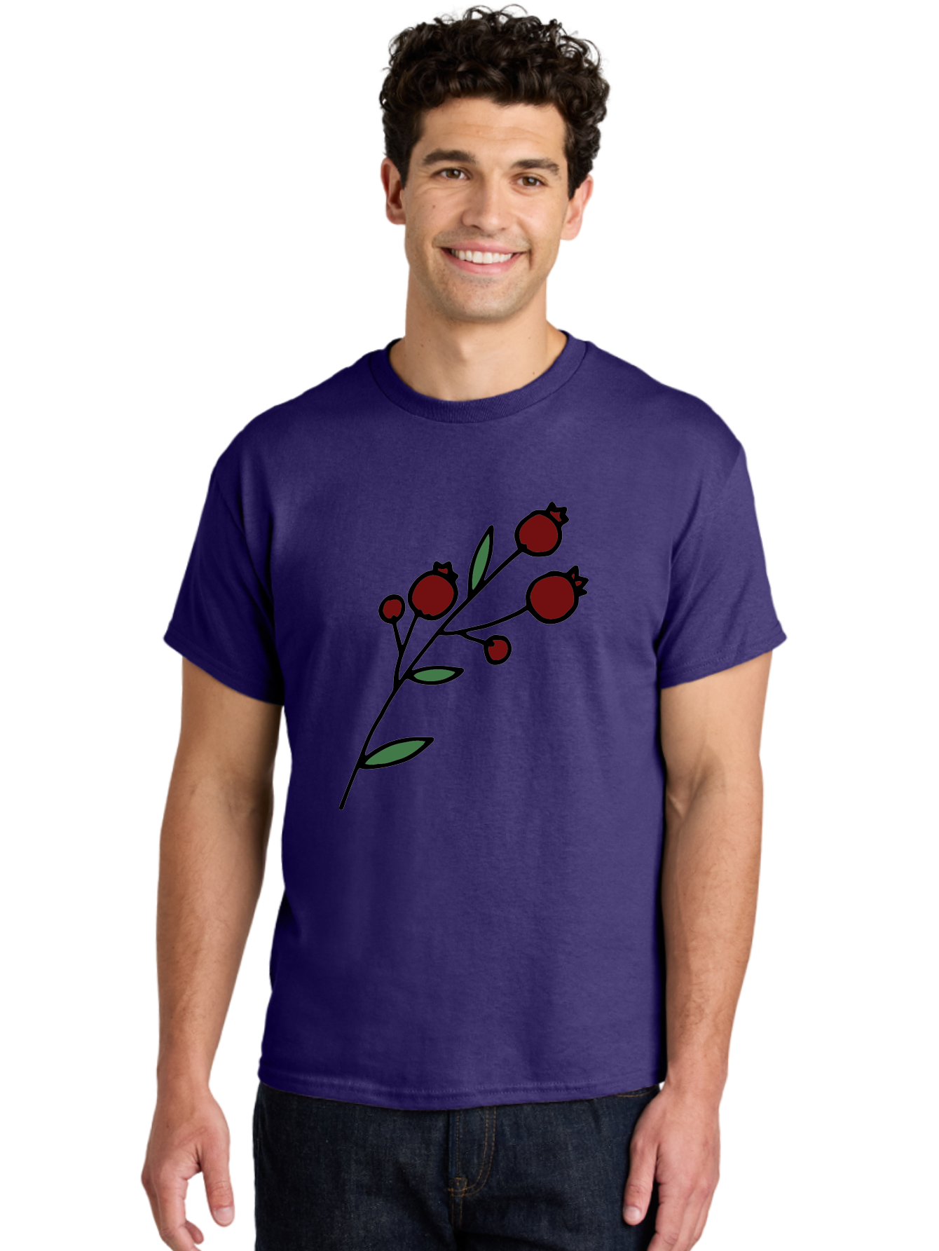 Pomegranate Men'S Graphic Tee, 100% Cotton, Comfortable Casual Summer Wear, Machine Washable, Poppies, Red Flowers, Simple Illustration, Floral Design, Minimalist Art, Cartoon Style, Poppy Flowers, Botanical Illustration, Red Poppies Aab054