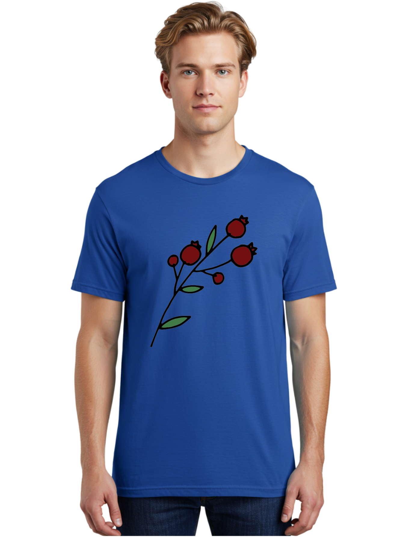 Pomegranate Men'S Graphic Tee, 100% Cotton, Comfortable Casual Summer Wear, Machine Washable, Poppies, Red Flowers, Simple Illustration, Floral Design, Minimalist Art, Cartoon Style, Poppy Flowers, Botanical Illustration, Red Poppies Aab054