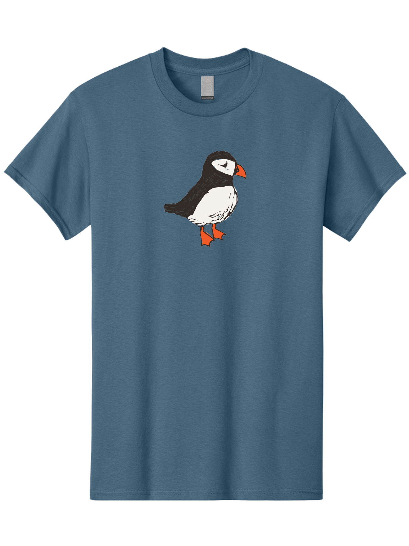 Puffin Men'S Graphic Tee, 100% Cotton, Comfortable Casual Summer Wear, Machine Washable, Cartoon Puffin, Black And White Bird, Orange Beak, Orange Feet, Seabird, Wildlife Illustration, Cute Animal, Hand-Drawn Art Aab057