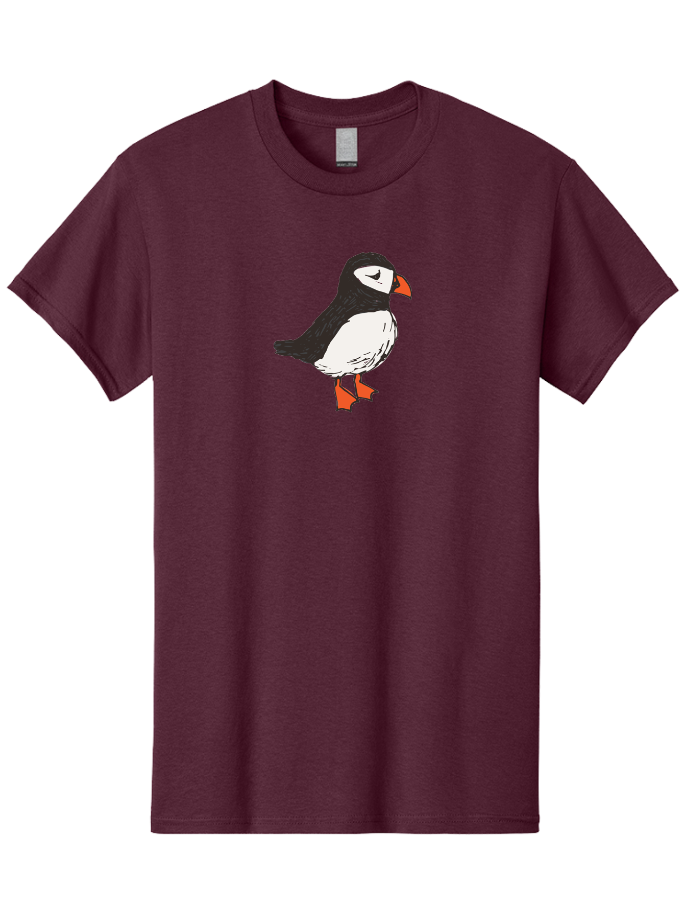 Puffin Men'S Graphic Tee, 100% Cotton, Comfortable Casual Summer Wear, Machine Washable, Cartoon Puffin, Black And White Bird, Orange Beak, Orange Feet, Seabird, Wildlife Illustration, Cute Animal, Hand-Drawn Art Aab057