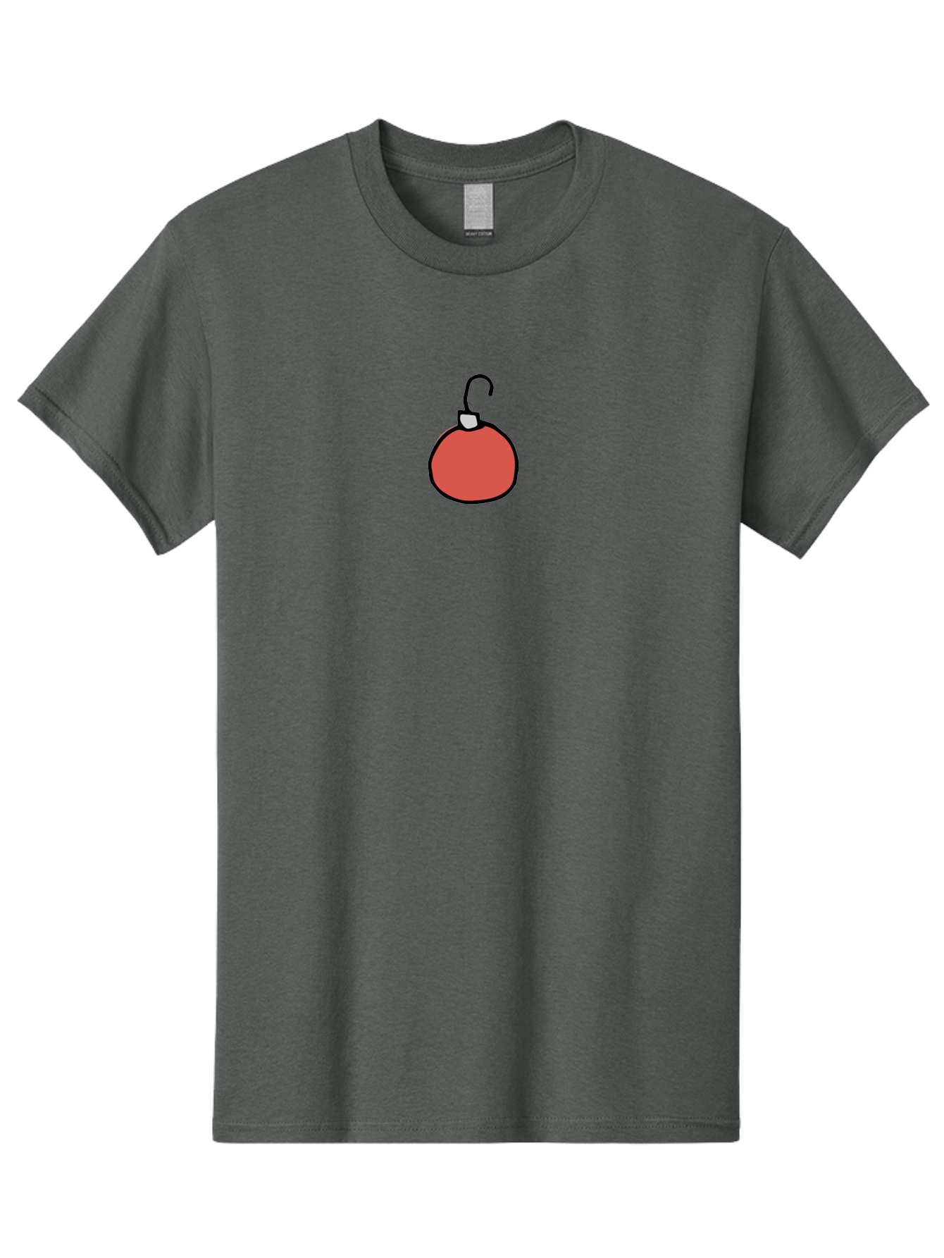 Red-Bomb Men'S Graphic Tee, 100% Cotton, Comfortable Casual Summer Wear, Machine Washable, Christmas Ornament, Red Decoration, Festive Symbol, Holiday Decor, Cartoon Style, Simple Design, Minimalist Art, Christmas Tree Decoration Aab065