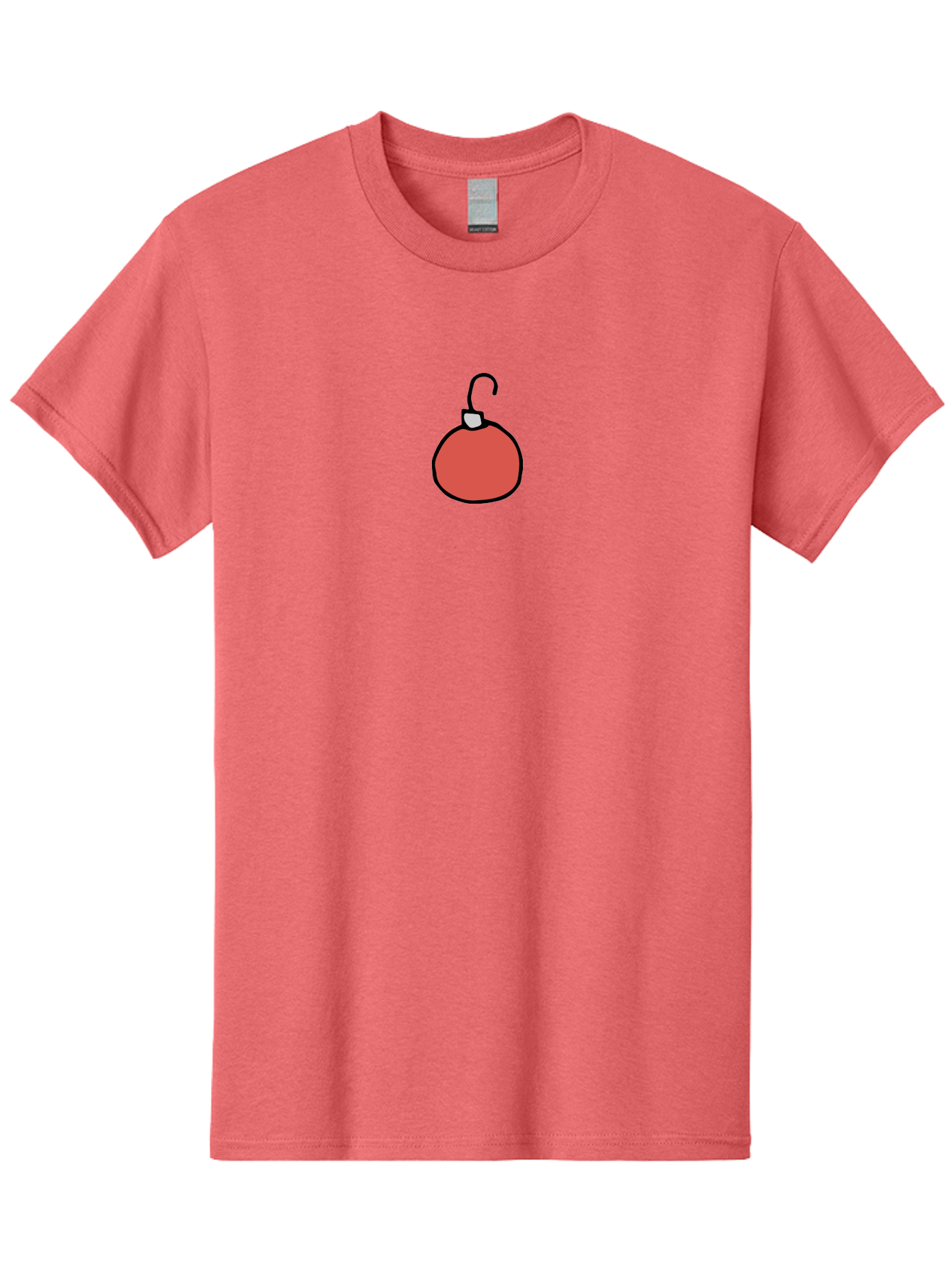 Red-Bomb Men'S Graphic Tee, 100% Cotton, Comfortable Casual Summer Wear, Machine Washable, Christmas Ornament, Red Decoration, Festive Symbol, Holiday Decor, Cartoon Style, Simple Design, Minimalist Art, Christmas Tree Decoration Aab065
