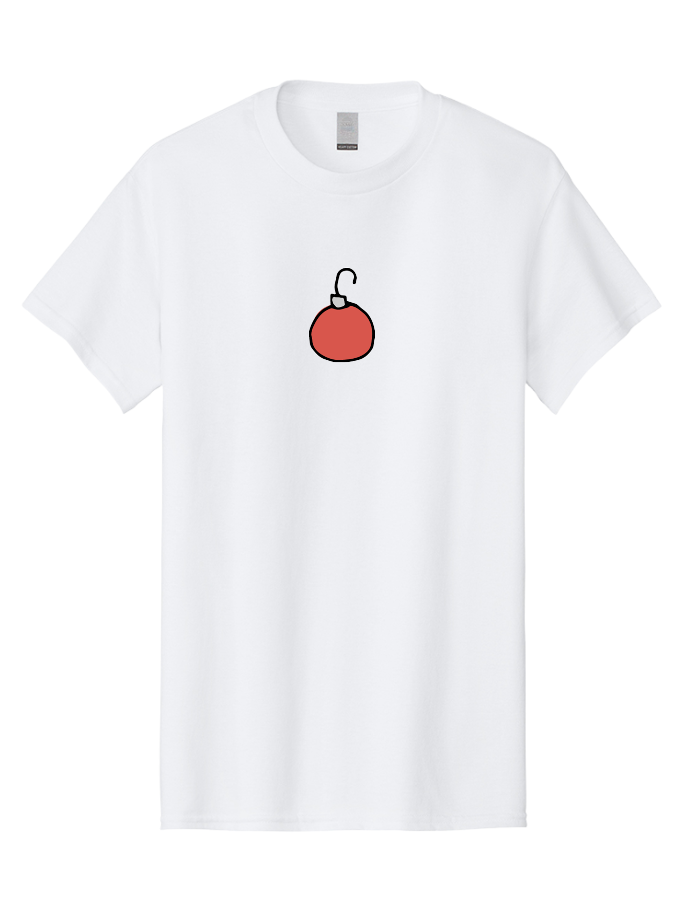 Red-Bomb Men'S Graphic Tee, 100% Cotton, Comfortable Casual Summer Wear, Machine Washable, Christmas Ornament, Red Decoration, Festive Symbol, Holiday Decor, Cartoon Style, Simple Design, Minimalist Art, Christmas Tree Decoration Aab065