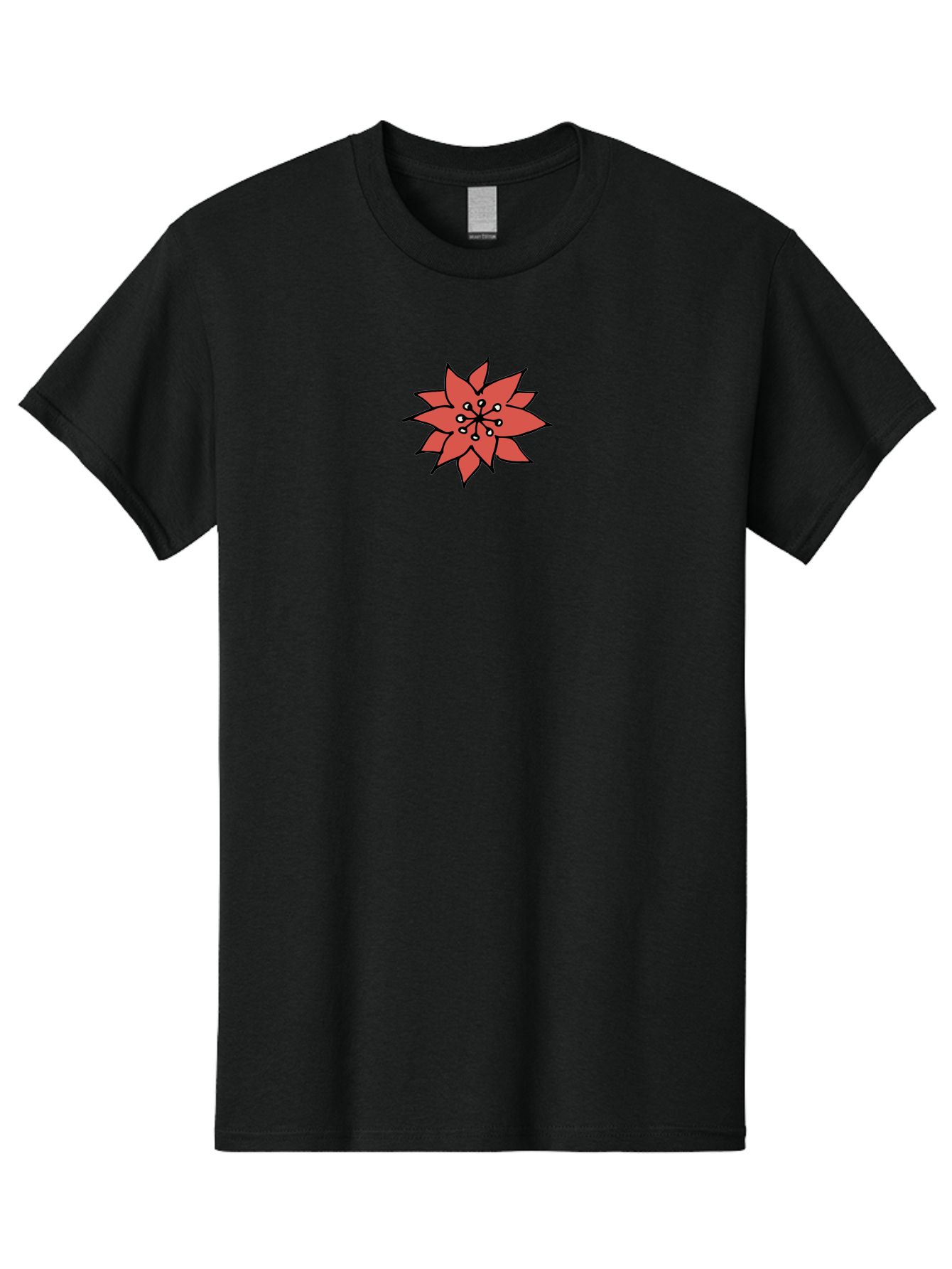 Red-Flower-1 Men'S Graphic Tee, 100% Cotton, Comfortable Casual Summer Wear, Machine Washable, Red Flower Illustration, Floral Design, Minimalist Art, Botanical Graphic, Simple Shapes, Stylized Bloom, Graphic Design Element Aab079