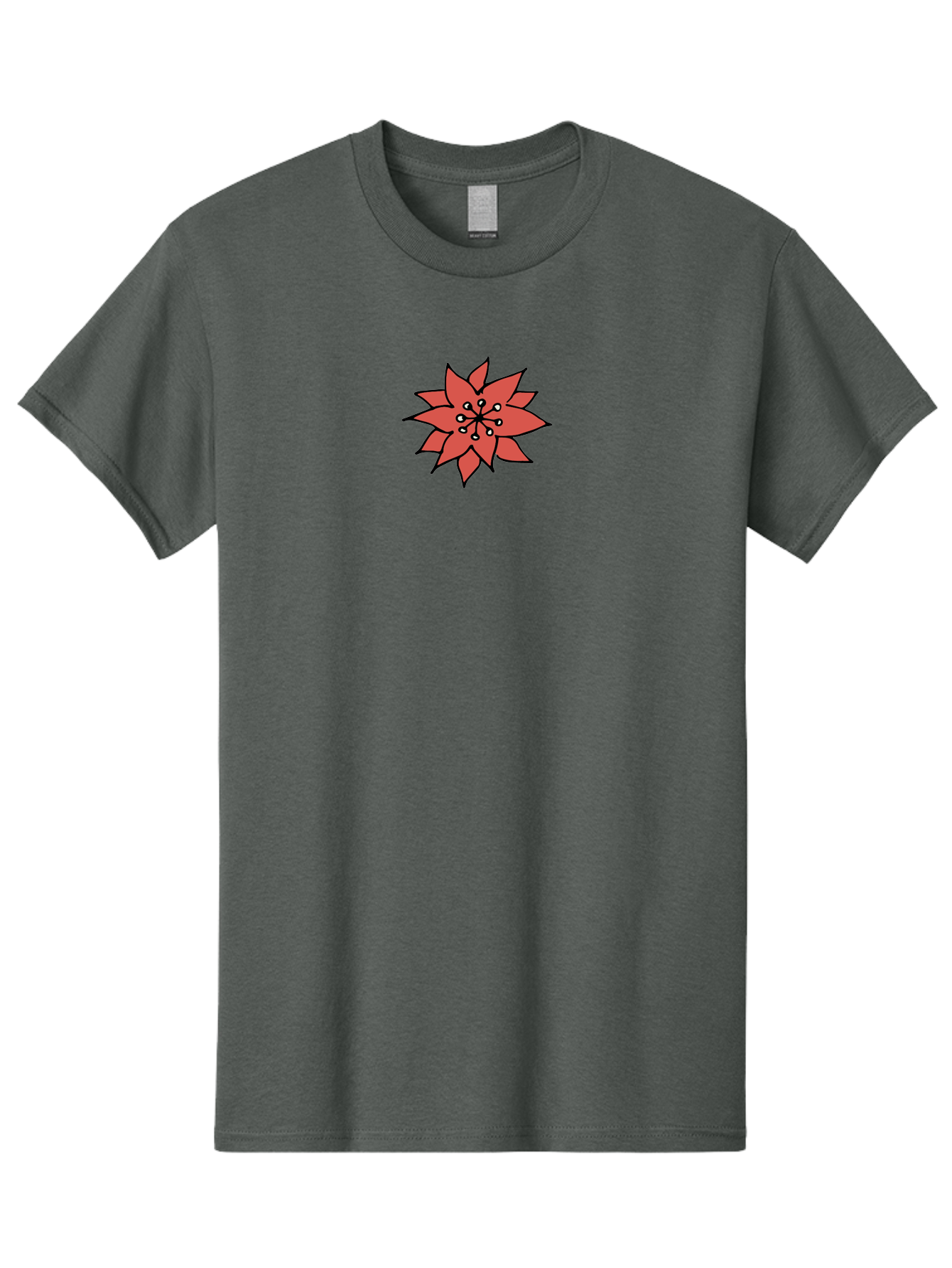 Red-Flower-1 Men'S Graphic Tee, 100% Cotton, Comfortable Casual Summer Wear, Machine Washable, Red Flower Illustration, Floral Design, Minimalist Art, Botanical Graphic, Simple Shapes, Stylized Bloom, Graphic Design Element Aab079