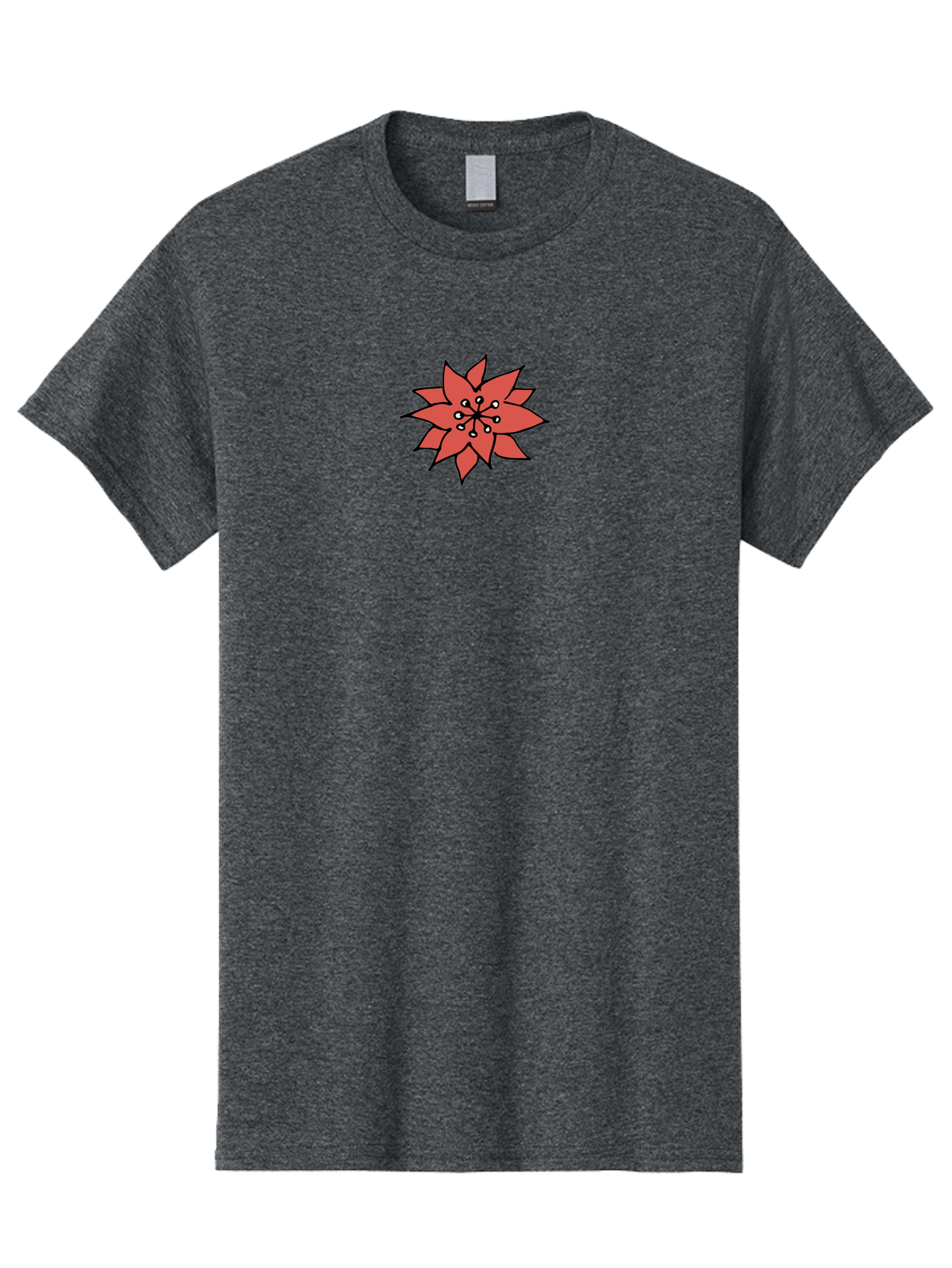 Red-Flower-1 Men'S Graphic Tee, 100% Cotton, Comfortable Casual Summer Wear, Machine Washable, Red Flower Illustration, Floral Design, Minimalist Art, Botanical Graphic, Simple Shapes, Stylized Bloom, Graphic Design Element Aab079