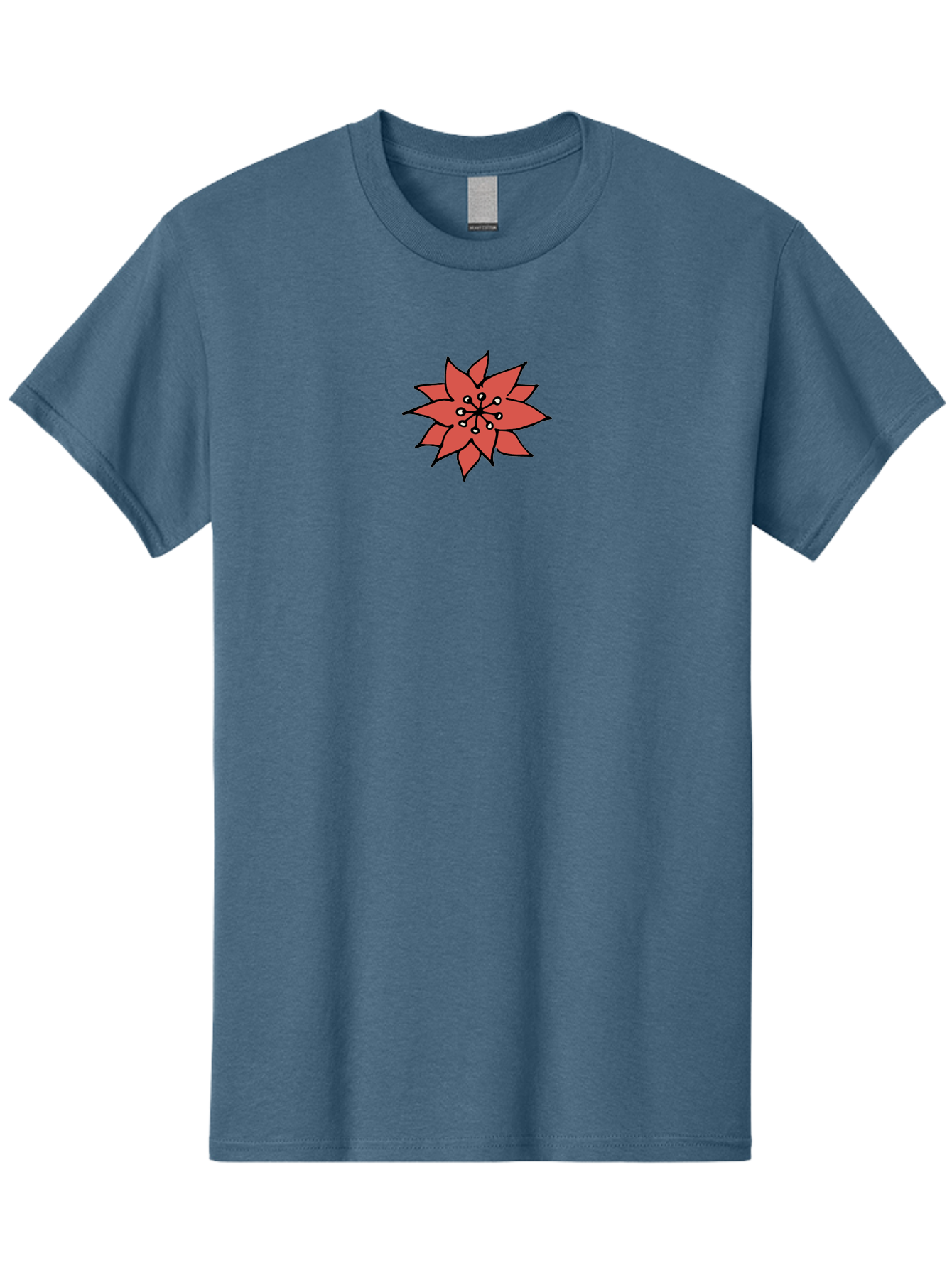 Red-Flower-1 Men'S Graphic Tee, 100% Cotton, Comfortable Casual Summer Wear, Machine Washable, Red Flower Illustration, Floral Design, Minimalist Art, Botanical Graphic, Simple Shapes, Stylized Bloom, Graphic Design Element Aab079