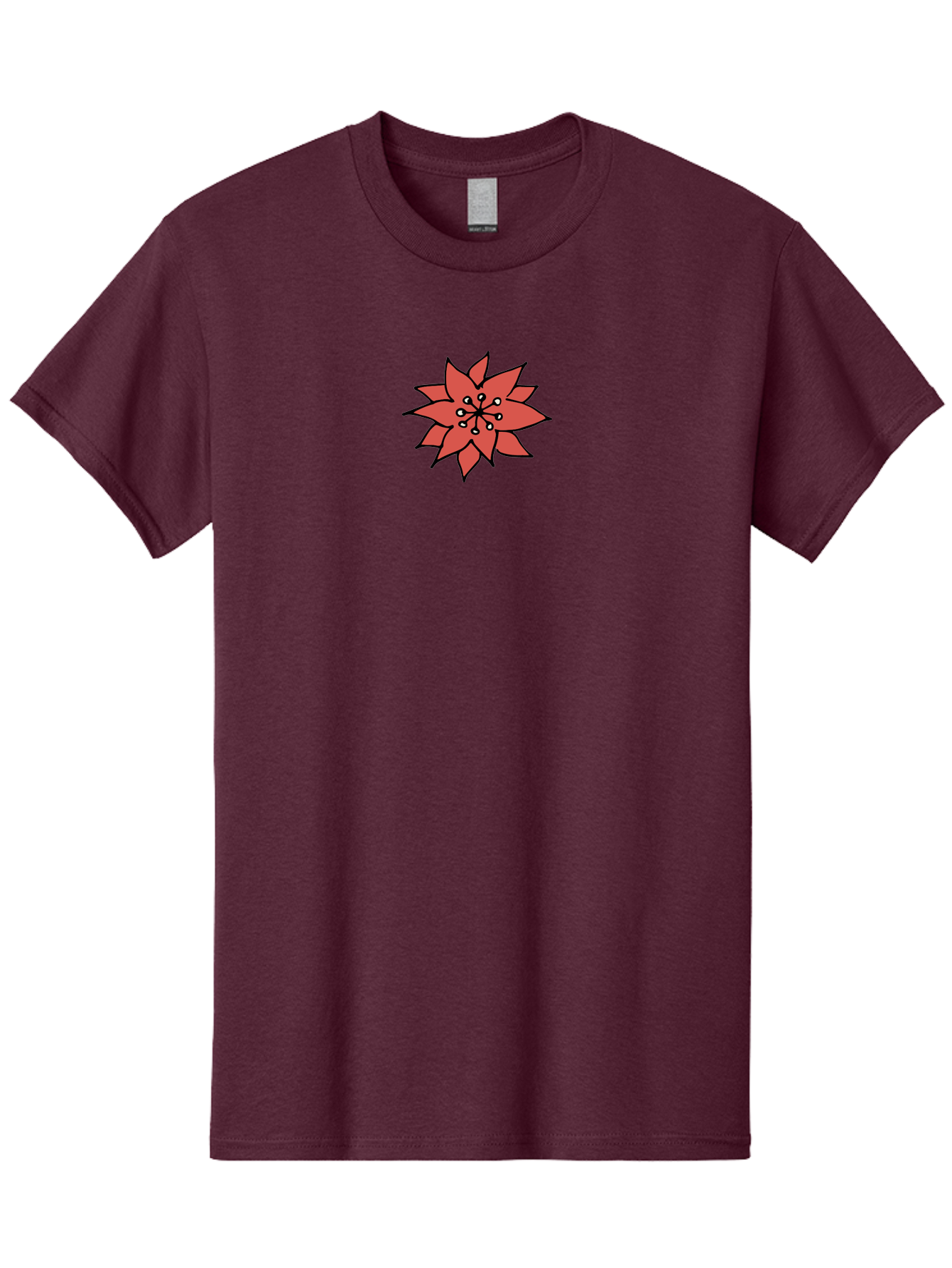 Red-Flower-1 Men'S Graphic Tee, 100% Cotton, Comfortable Casual Summer Wear, Machine Washable, Red Flower Illustration, Floral Design, Minimalist Art, Botanical Graphic, Simple Shapes, Stylized Bloom, Graphic Design Element Aab079