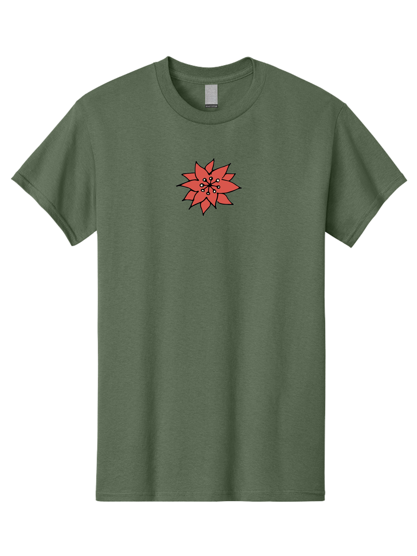 Red-Flower-1 Men'S Graphic Tee, 100% Cotton, Comfortable Casual Summer Wear, Machine Washable, Red Flower Illustration, Floral Design, Minimalist Art, Botanical Graphic, Simple Shapes, Stylized Bloom, Graphic Design Element Aab079