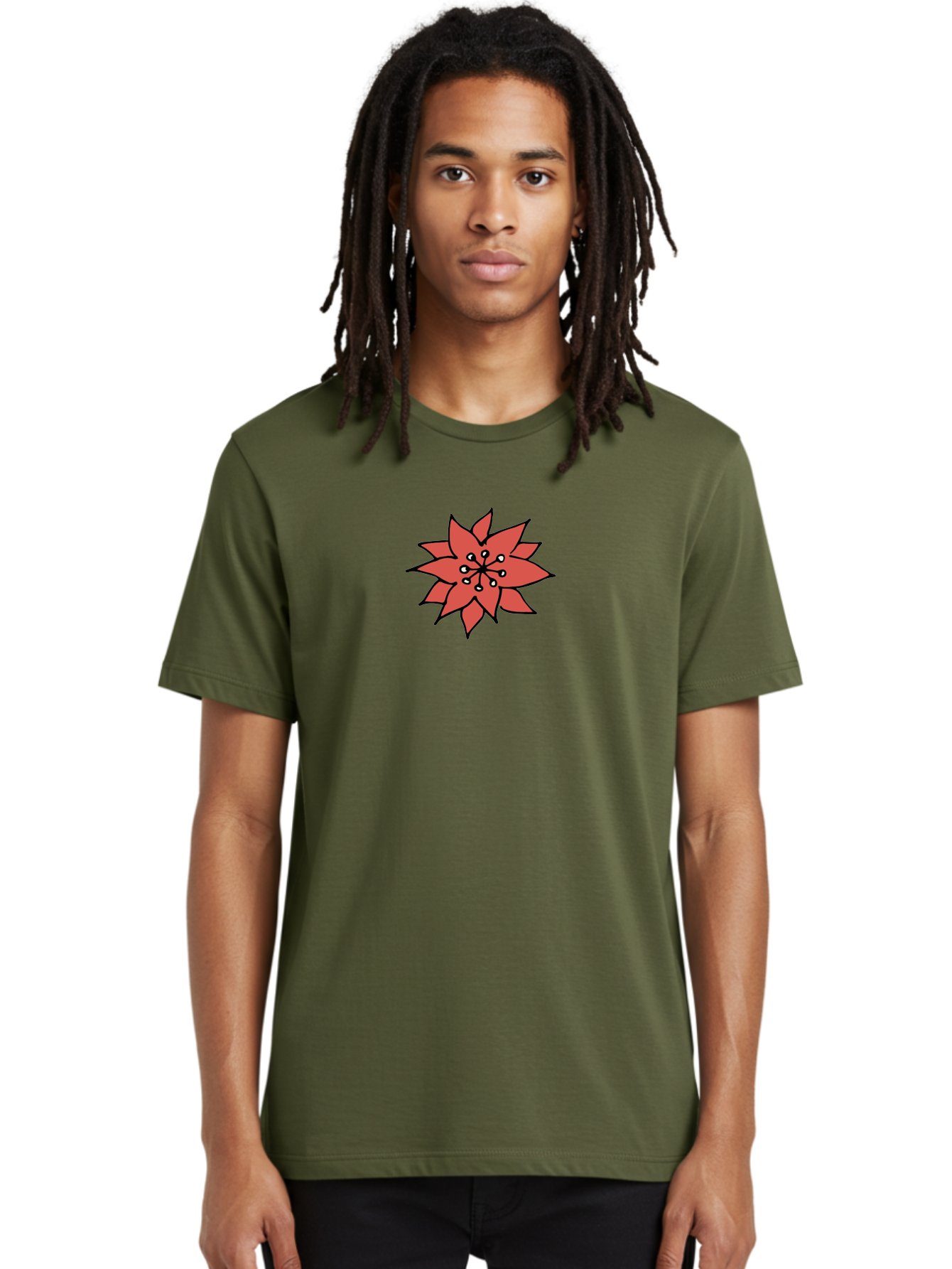 Red-Flower-1 Men'S Graphic Tee, 100% Cotton, Comfortable Casual Summer Wear, Machine Washable, Red Flower Illustration, Floral Design, Minimalist Art, Botanical Graphic, Simple Shapes, Stylized Bloom, Graphic Design Element Aab079