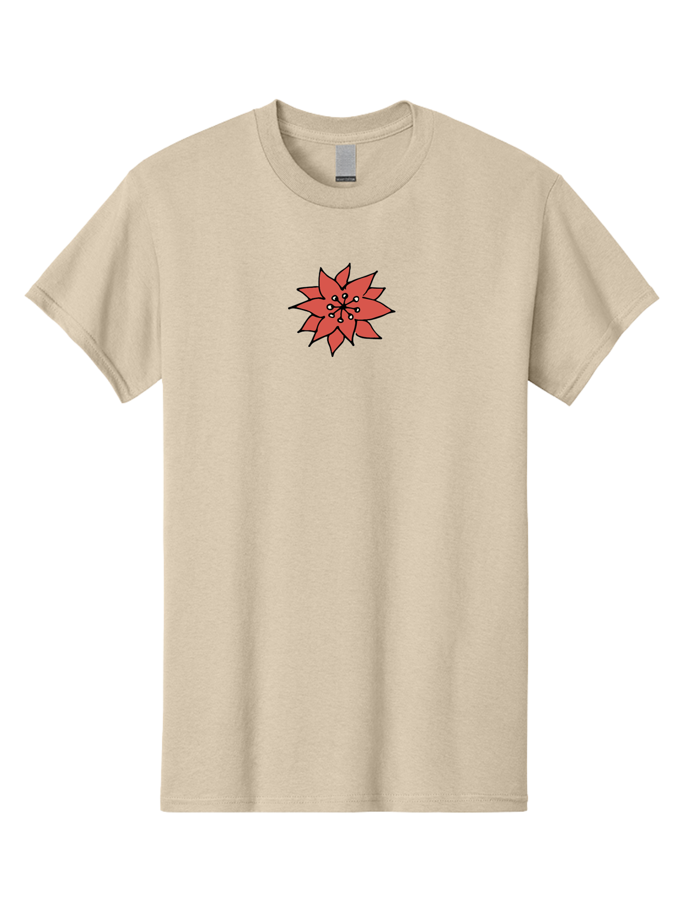 Red-Flower-1 Men'S Graphic Tee, 100% Cotton, Comfortable Casual Summer Wear, Machine Washable, Red Flower Illustration, Floral Design, Minimalist Art, Botanical Graphic, Simple Shapes, Stylized Bloom, Graphic Design Element Aab079