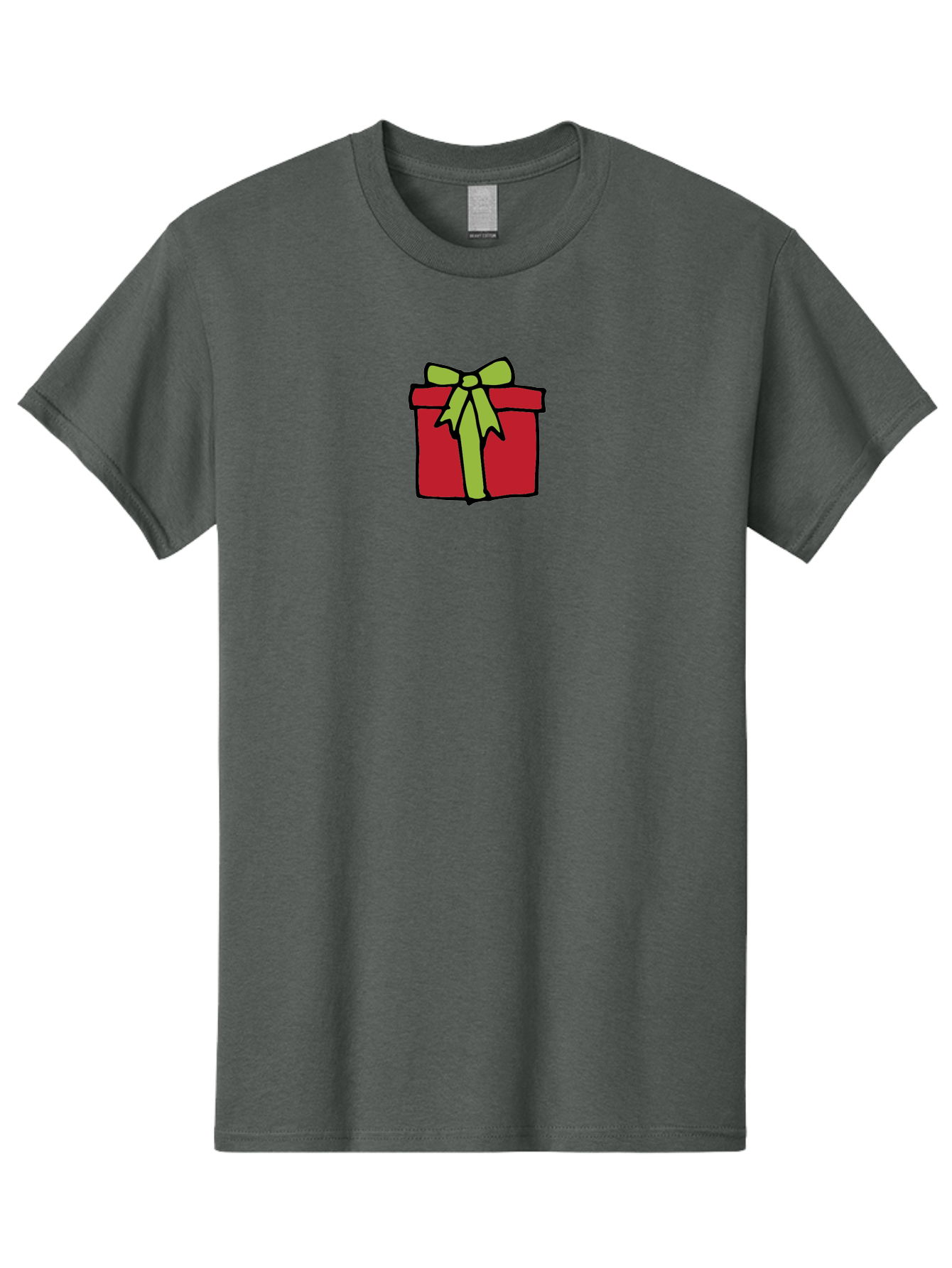 Red-Gift-Box-1 Men'S Graphic Tee, 100% Cotton, Comfortable Casual Summer Wear, Machine Washable, Red Gift Box, Green Ribbon, Present, Gift, Holiday Season, Festive, Celebration, Birthday, Wrapped Gift, Cartoon Style Aab081
