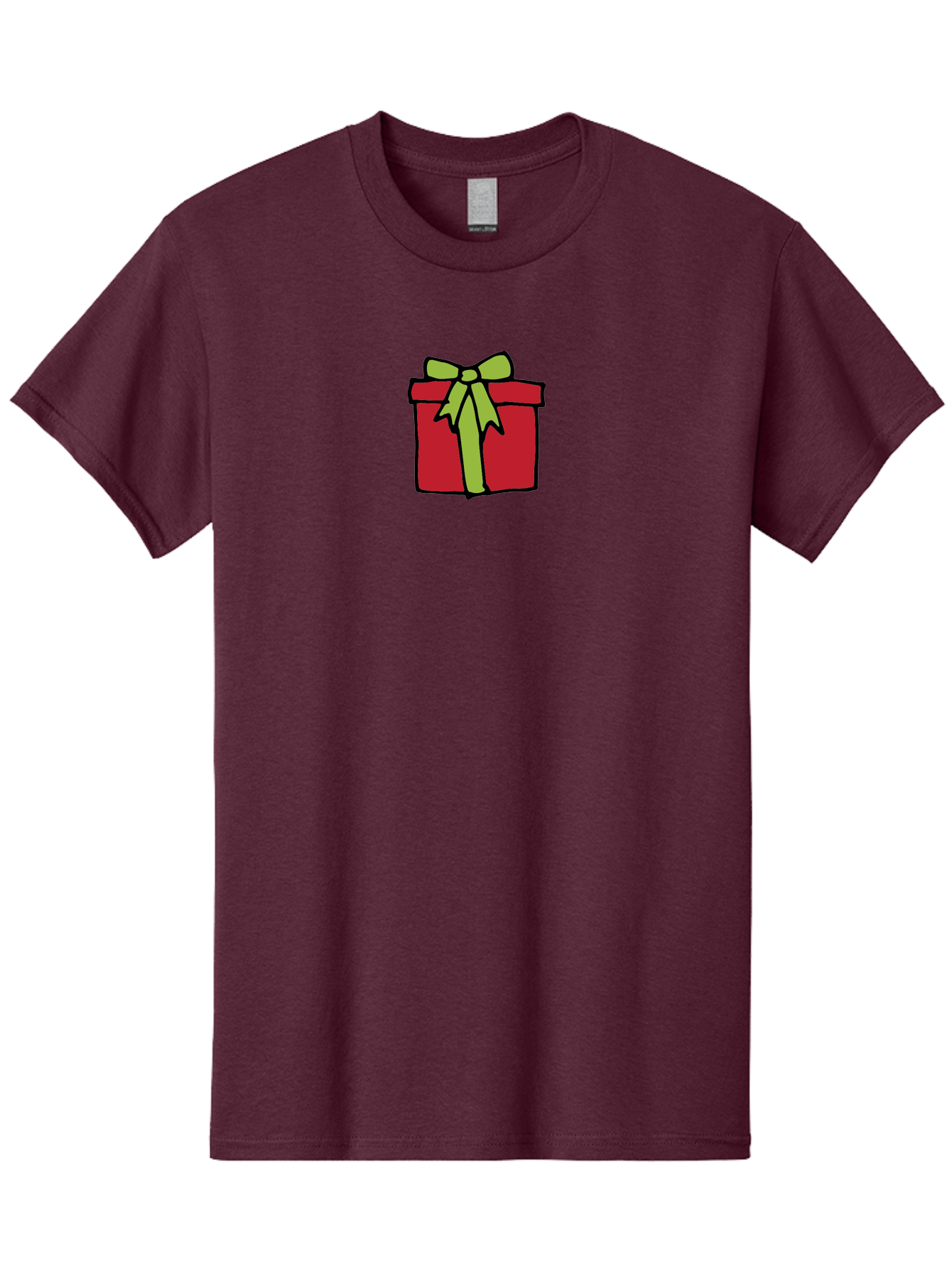 Red-Gift-Box-1 Men'S Graphic Tee, 100% Cotton, Comfortable Casual Summer Wear, Machine Washable, Red Gift Box, Green Ribbon, Present, Gift, Holiday Season, Festive, Celebration, Birthday, Wrapped Gift, Cartoon Style Aab081