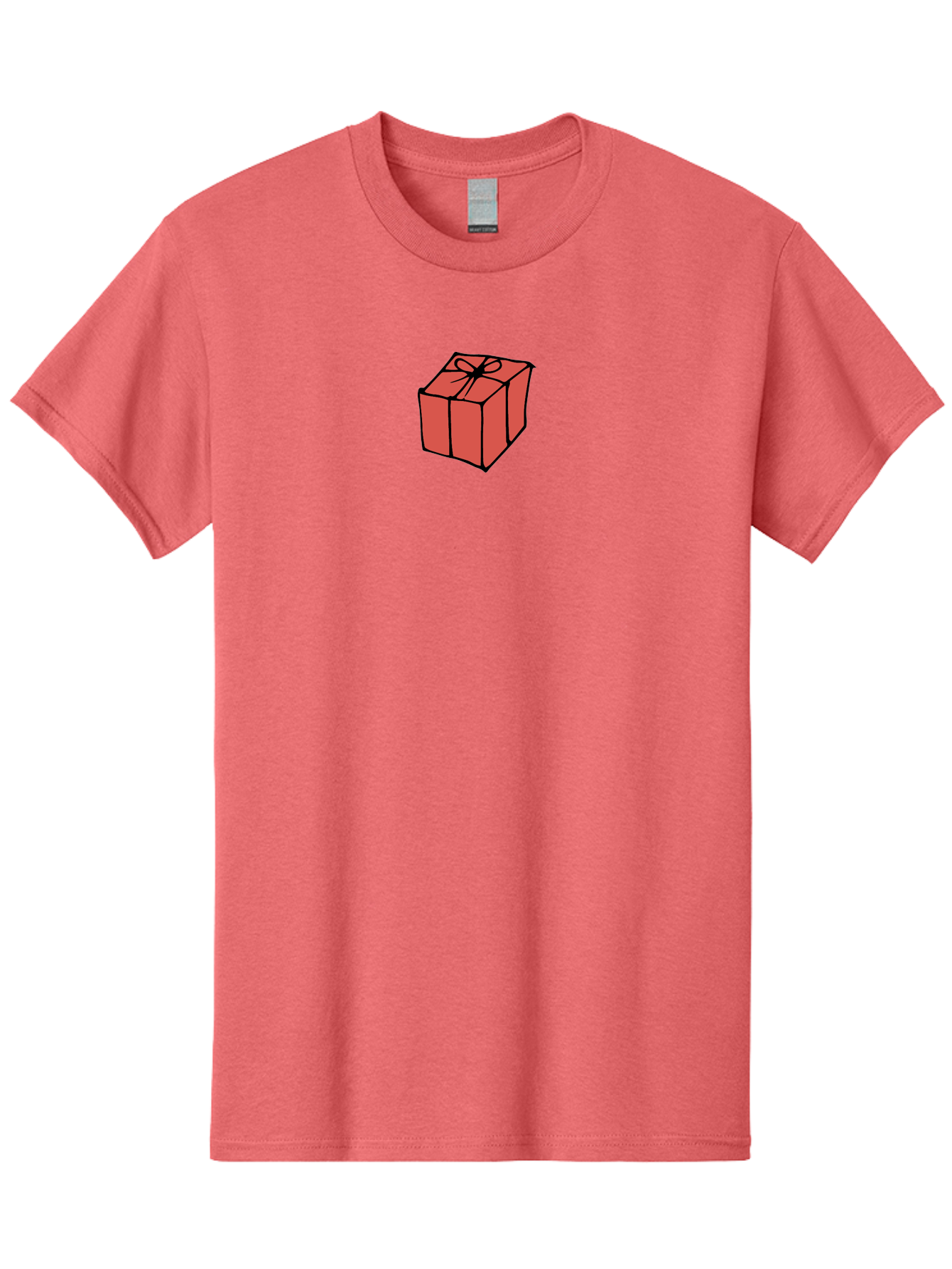 Red-Gift-Box Men'S Graphic Tee, 100% Cotton, Comfortable Casual Summer Wear, Machine Washable, Red Gift Box, Ribbon, Present, Wrapped Gift, Black Outline, Birthday Gift, Christmas Present, Festive Wrapping, Gift Idea Aab082