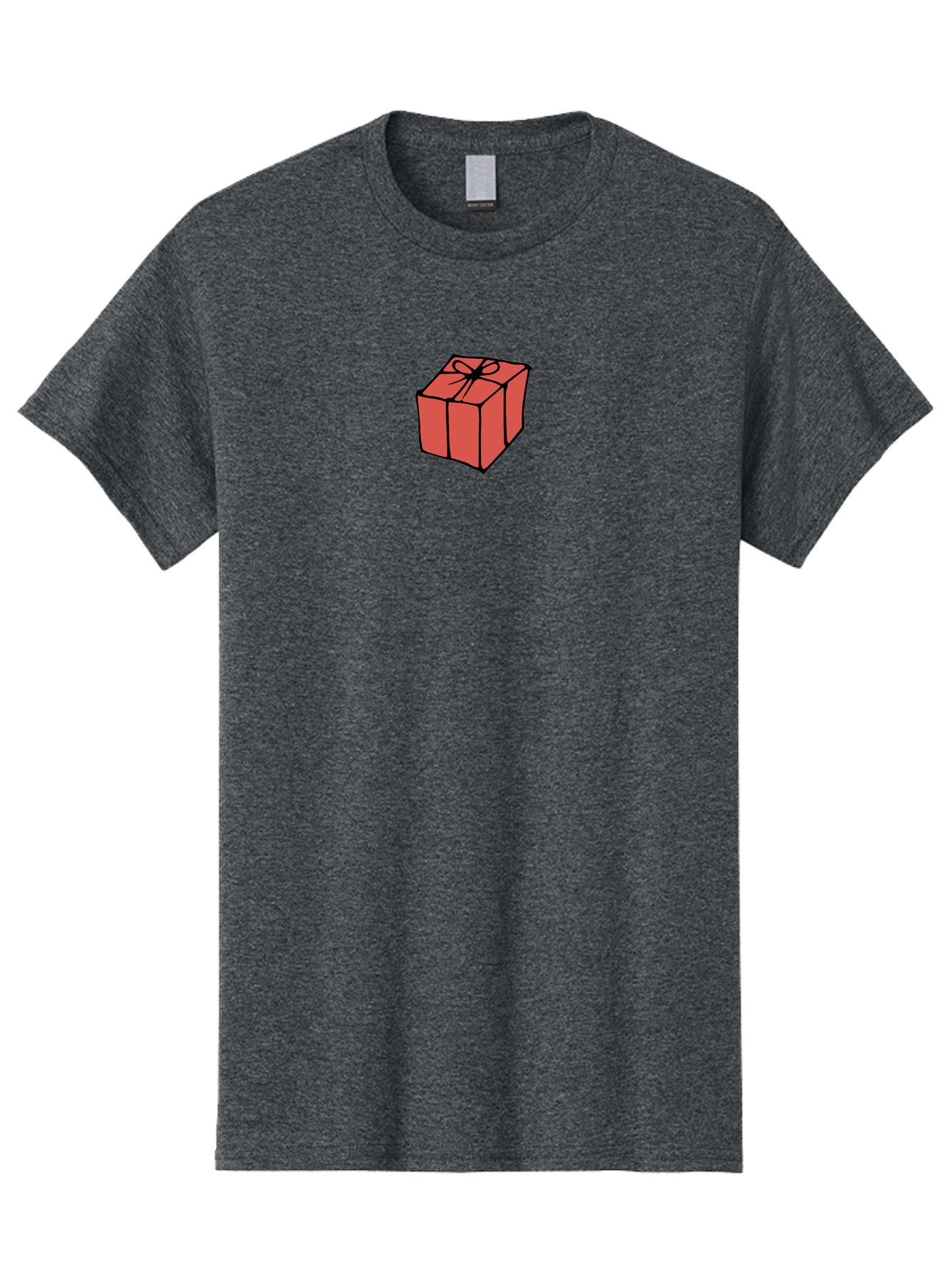 Red-Gift-Box Men'S Graphic Tee, 100% Cotton, Comfortable Casual Summer Wear, Machine Washable, Red Gift Box, Ribbon, Present, Wrapped Gift, Black Outline, Birthday Gift, Christmas Present, Festive Wrapping, Gift Idea Aab082