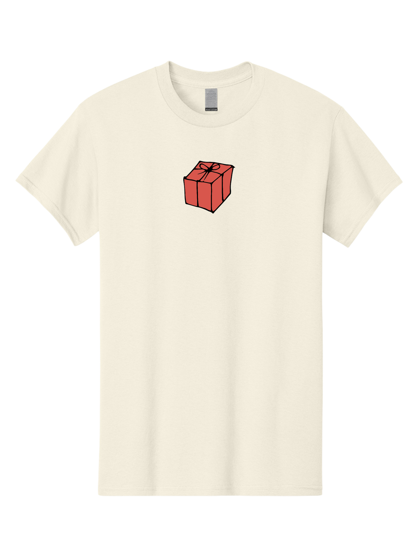 Red-Gift-Box Men'S Graphic Tee, 100% Cotton, Comfortable Casual Summer Wear, Machine Washable, Red Gift Box, Ribbon, Present, Wrapped Gift, Black Outline, Birthday Gift, Christmas Present, Festive Wrapping, Gift Idea Aab082
