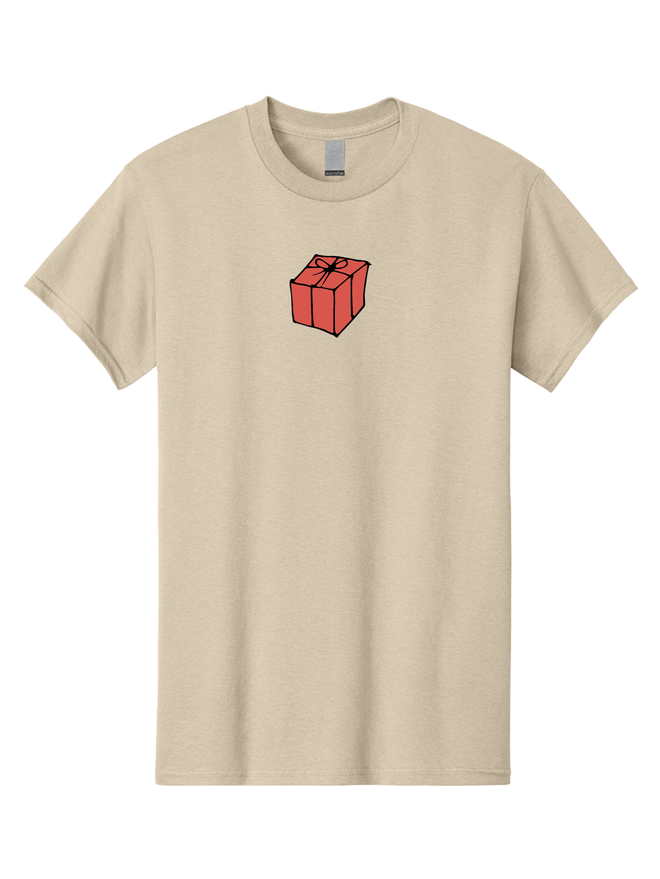 Red-Gift-Box Men'S Graphic Tee, 100% Cotton, Comfortable Casual Summer Wear, Machine Washable, Red Gift Box, Ribbon, Present, Wrapped Gift, Black Outline, Birthday Gift, Christmas Present, Festive Wrapping, Gift Idea Aab082