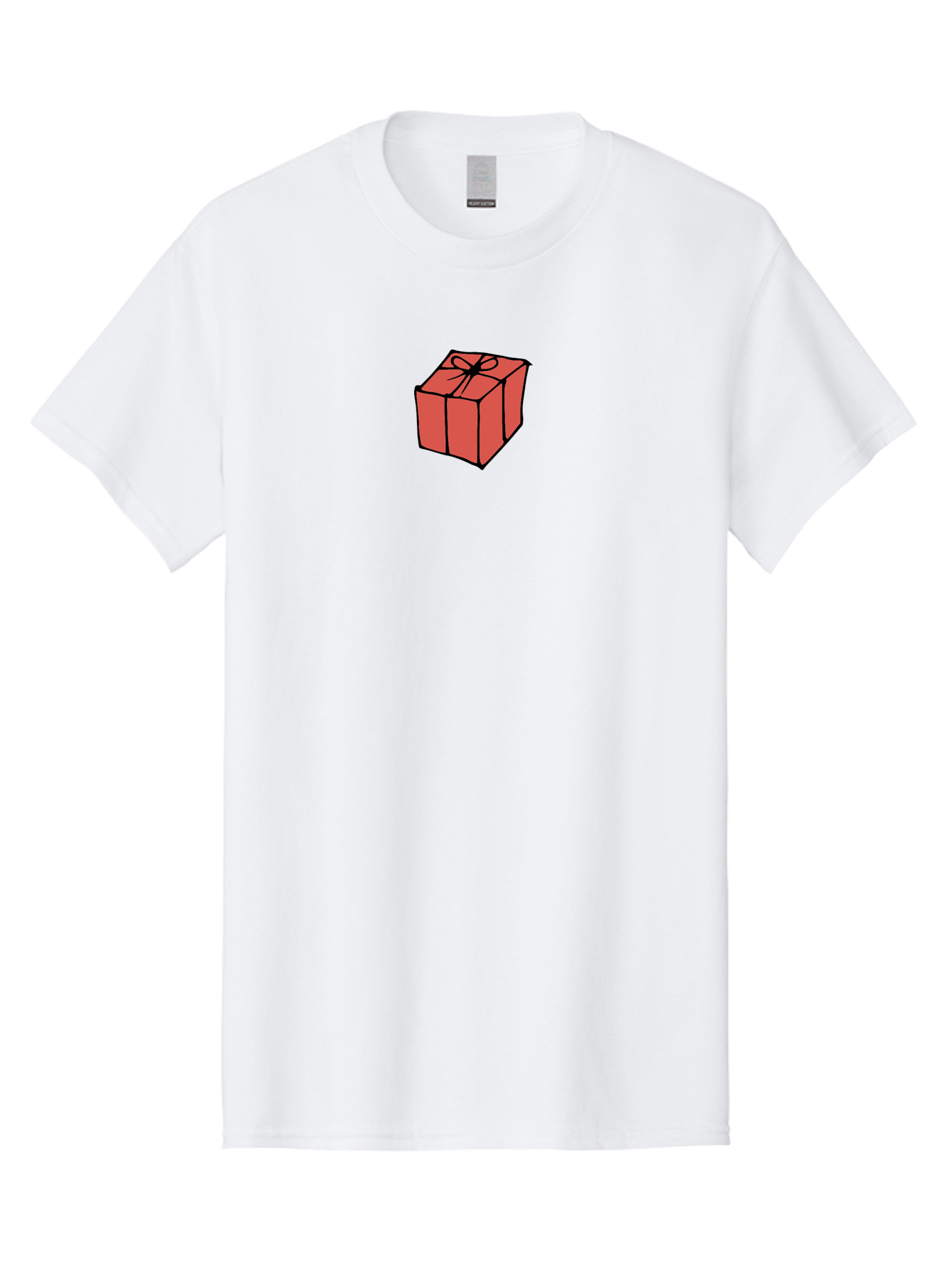Red-Gift-Box Men'S Graphic Tee, 100% Cotton, Comfortable Casual Summer Wear, Machine Washable, Red Gift Box, Ribbon, Present, Wrapped Gift, Black Outline, Birthday Gift, Christmas Present, Festive Wrapping, Gift Idea Aab082