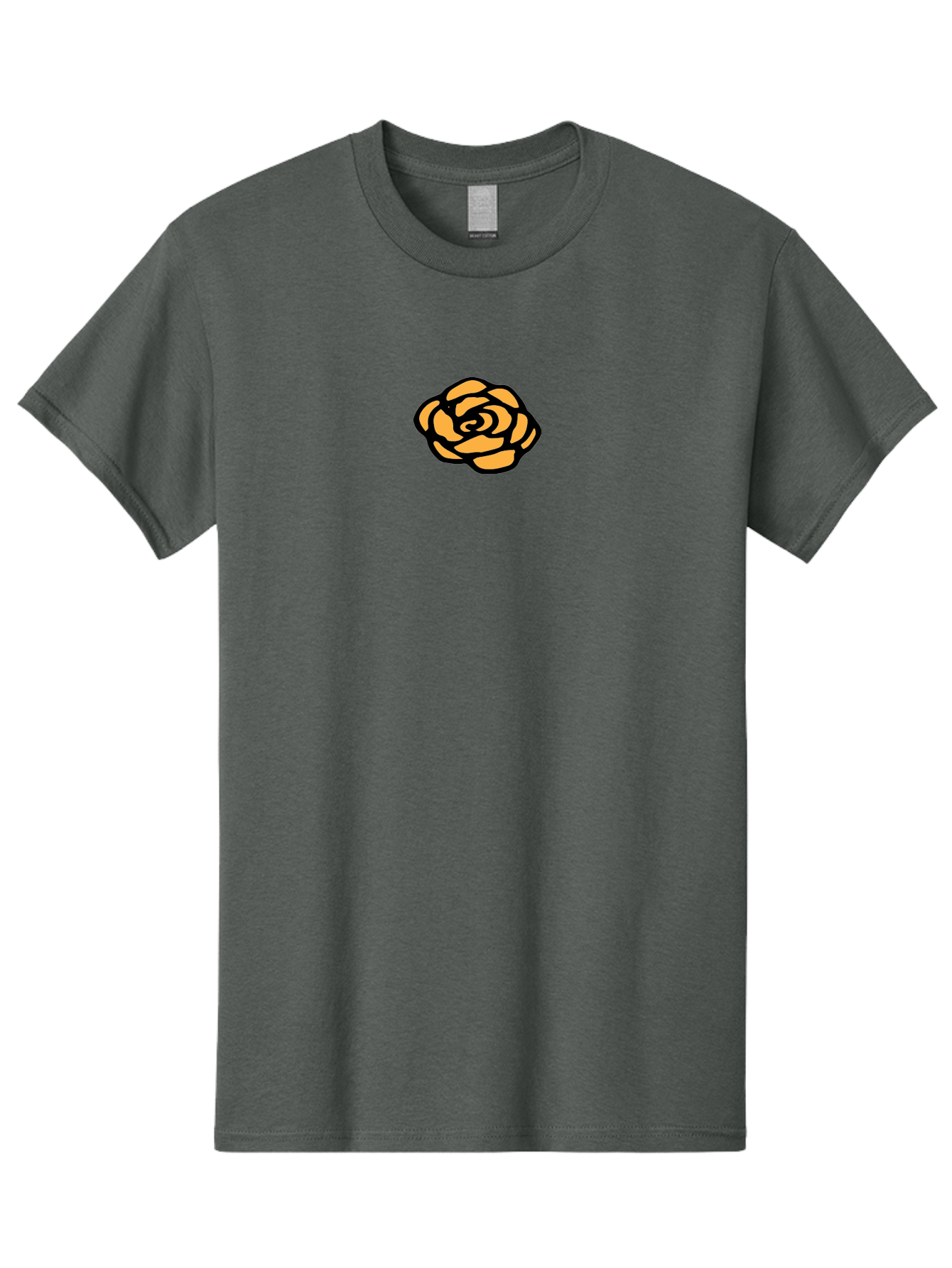 Rose-Icon Men'S Graphic Tee, 100% Cotton, Comfortable Casual Summer Wear, Machine Washable, Orange Rose Illustration, Stylish Graphic Design, Minimalist Art, Simple Rose, Modern Floral Design, Bold Lines Aab085