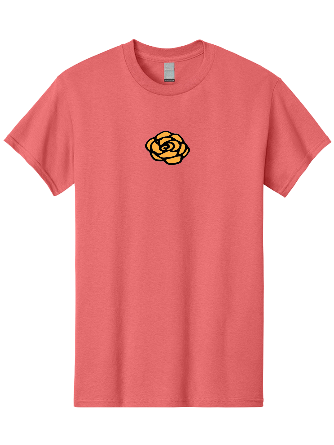 Rose-Icon Men'S Graphic Tee, 100% Cotton, Comfortable Casual Summer Wear, Machine Washable, Orange Rose Illustration, Stylish Graphic Design, Minimalist Art, Simple Rose, Modern Floral Design, Bold Lines Aab085