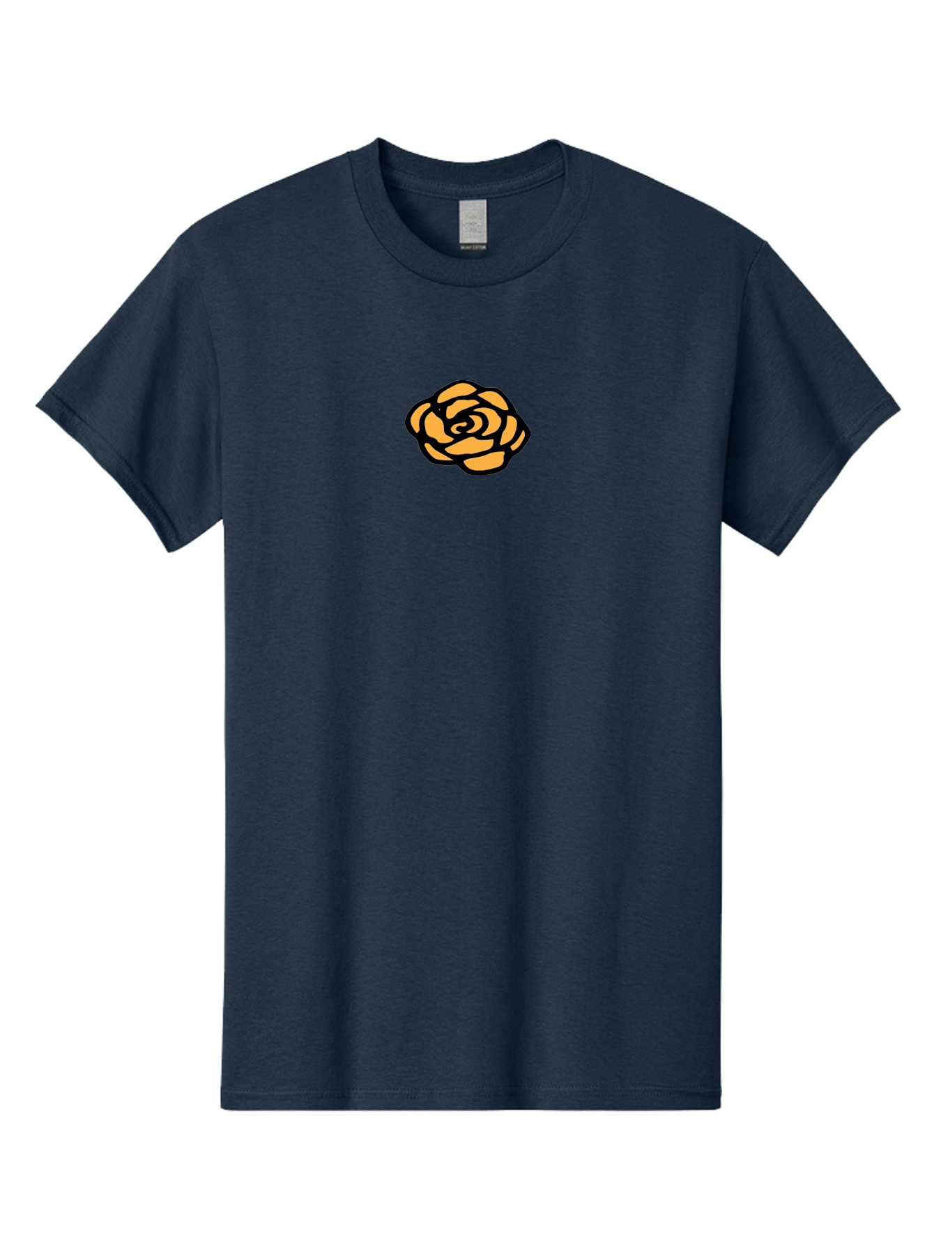 Rose-Icon Men'S Graphic Tee, 100% Cotton, Comfortable Casual Summer Wear, Machine Washable, Orange Rose Illustration, Stylish Graphic Design, Minimalist Art, Simple Rose, Modern Floral Design, Bold Lines Aab085