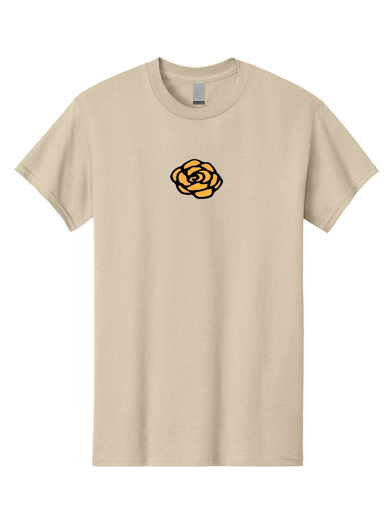 Rose-Icon Men'S Graphic Tee, 100% Cotton, Comfortable Casual Summer Wear, Machine Washable, Orange Rose Illustration, Stylish Graphic Design, Minimalist Art, Simple Rose, Modern Floral Design, Bold Lines Aab085
