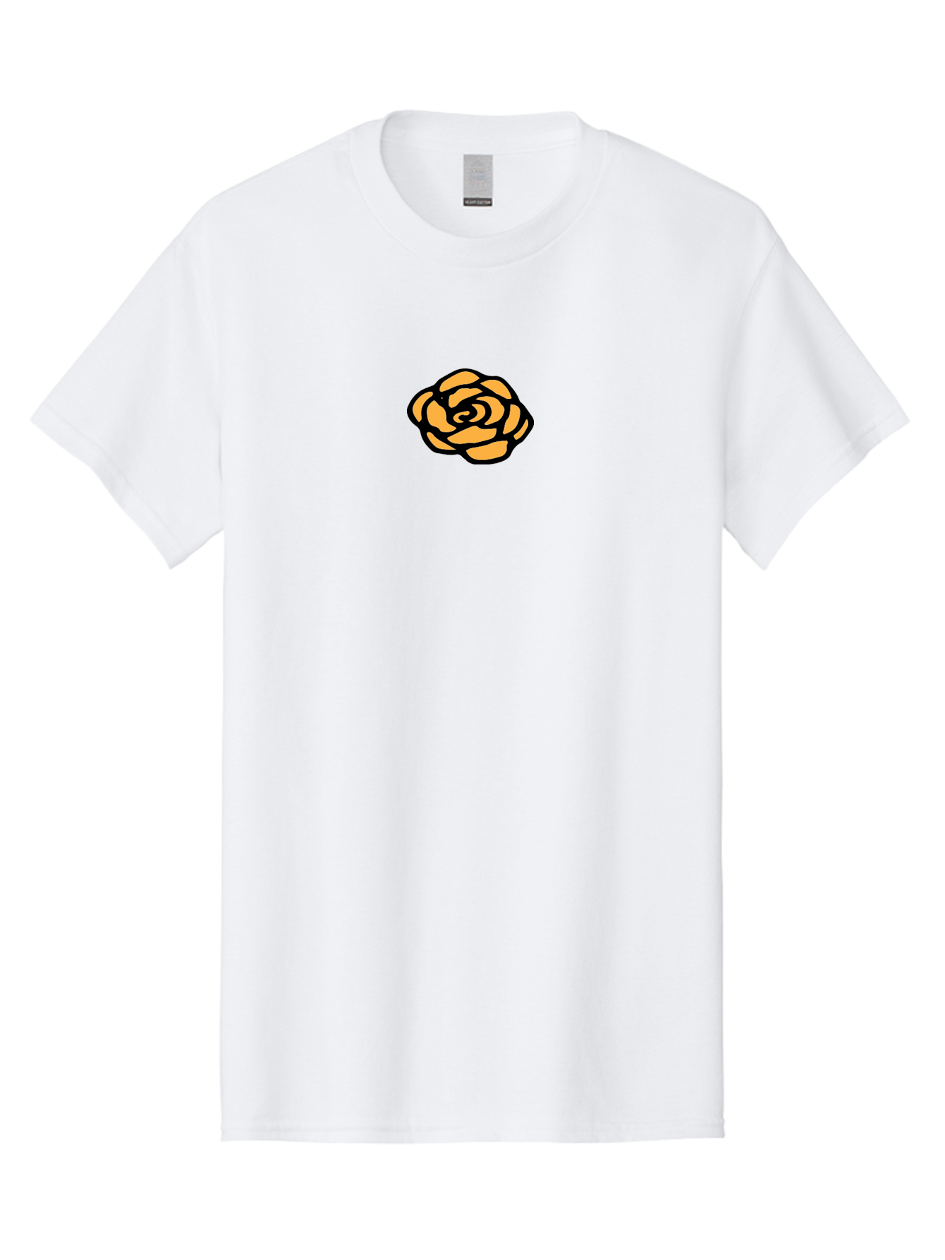 Rose-Icon Men'S Graphic Tee, 100% Cotton, Comfortable Casual Summer Wear, Machine Washable, Orange Rose Illustration, Stylish Graphic Design, Minimalist Art, Simple Rose, Modern Floral Design, Bold Lines Aab085