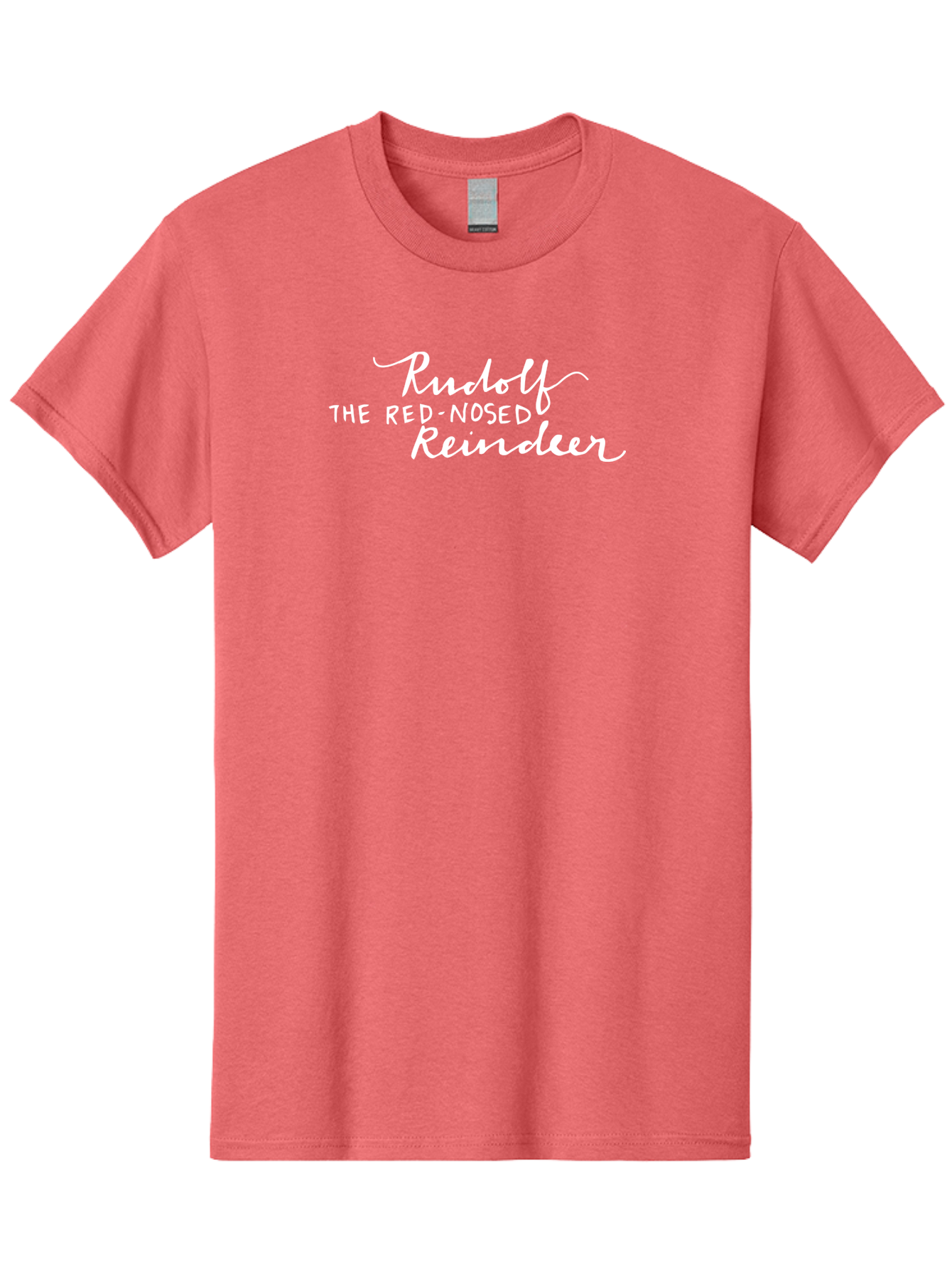 Rudolf-The-Red-Nosed-Reindeer-1 Men'S Graphic Tee, 100% Cotton, Comfortable Casual Summer Wear, Machine Washable, Christmas Classic, Holiday Cheer, Festive Typography, Rudolf The Red-Nosed Reindeer, Christmas Song, White Text, Holiday Graphics Aab088