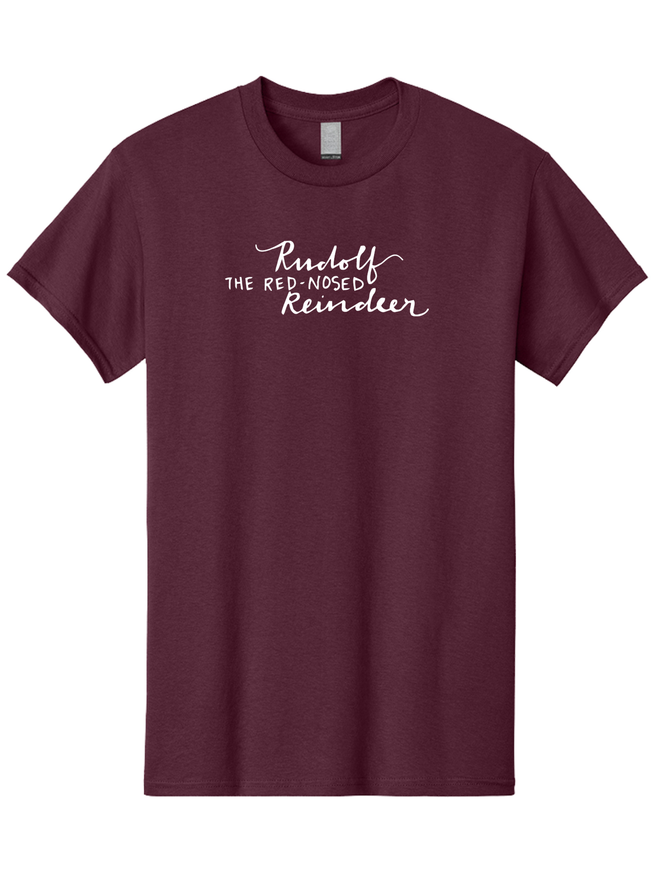 Rudolf-The-Red-Nosed-Reindeer-1 Men'S Graphic Tee, 100% Cotton, Comfortable Casual Summer Wear, Machine Washable, Christmas Classic, Holiday Cheer, Festive Typography, Rudolf The Red-Nosed Reindeer, Christmas Song, White Text, Holiday Graphics Aab088