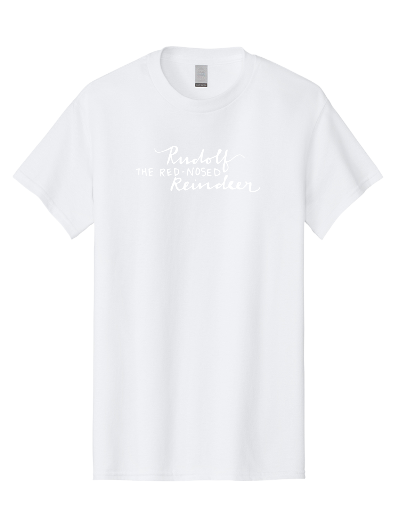 Rudolf-The-Red-Nosed-Reindeer-1 Men'S Graphic Tee, 100% Cotton, Comfortable Casual Summer Wear, Machine Washable, Christmas Classic, Holiday Cheer, Festive Typography, Rudolf The Red-Nosed Reindeer, Christmas Song, White Text, Holiday Graphics Aab088