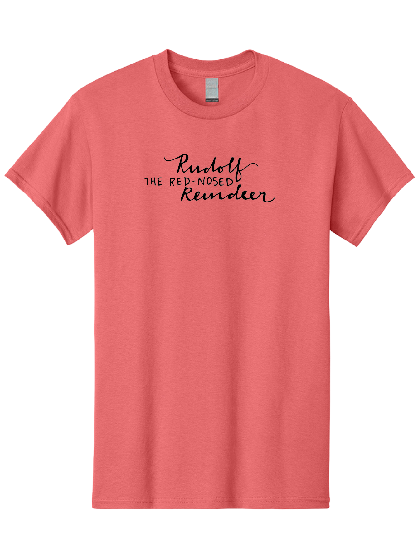 Rudolf-The-Red-Nosed-Reindeer Men'S Graphic Tee, 100% Cotton, Comfortable Casual Summer Wear, Machine Washable, Rudolf The Red-Nosed Reindeer, Christmas Classic, Holiday Cheer, Festive Font, Black Typography, Christmas Character Aab089