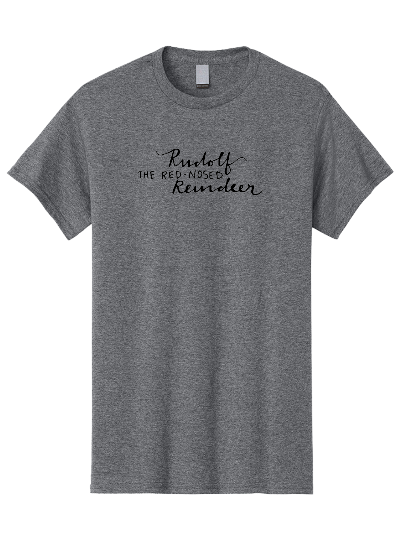 Rudolf-The-Red-Nosed-Reindeer Men'S Graphic Tee, 100% Cotton, Comfortable Casual Summer Wear, Machine Washable, Rudolf The Red-Nosed Reindeer, Christmas Classic, Holiday Cheer, Festive Font, Black Typography, Christmas Character Aab089