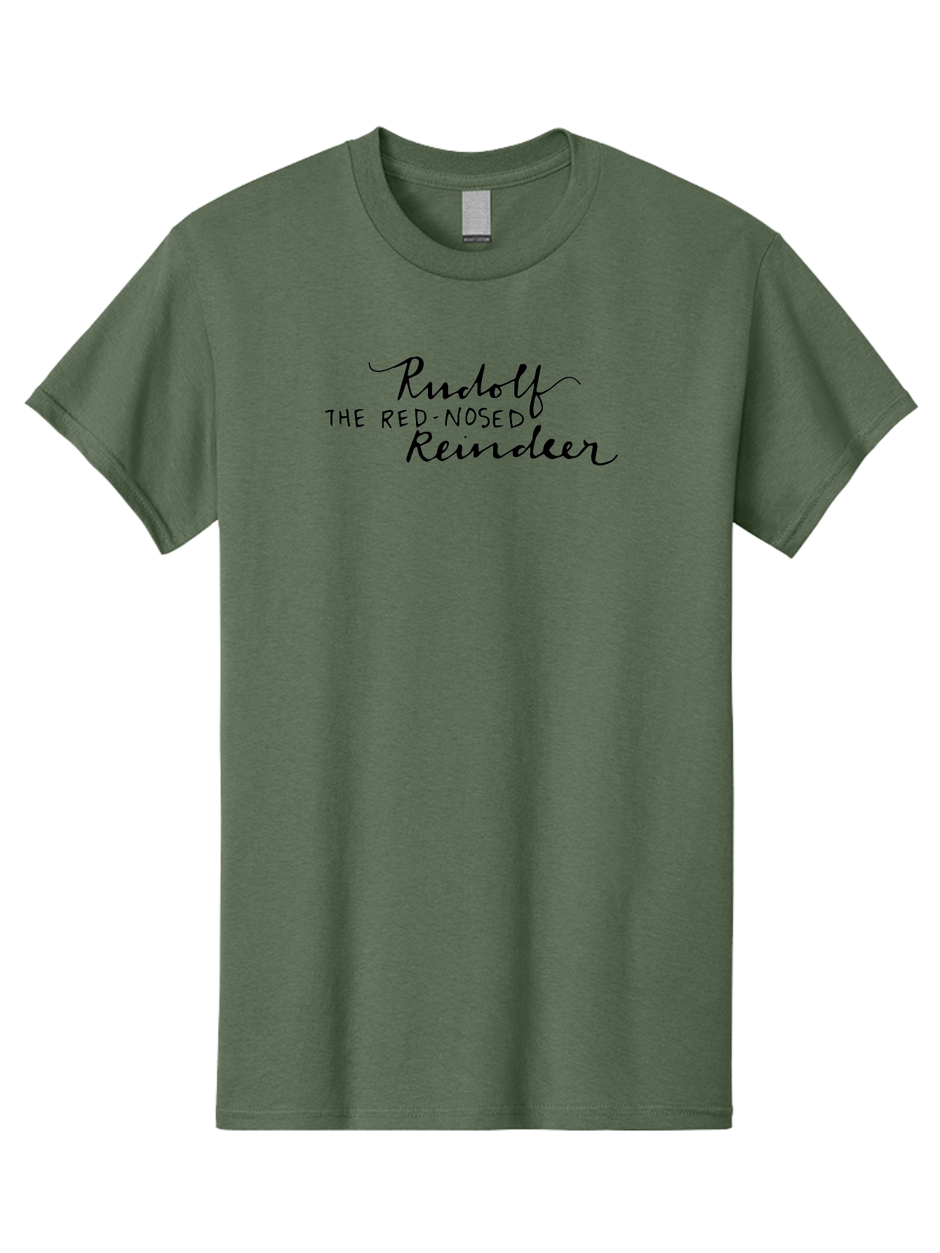 Rudolf-The-Red-Nosed-Reindeer Men'S Graphic Tee, 100% Cotton, Comfortable Casual Summer Wear, Machine Washable, Rudolf The Red-Nosed Reindeer, Christmas Classic, Holiday Cheer, Festive Font, Black Typography, Christmas Character Aab089