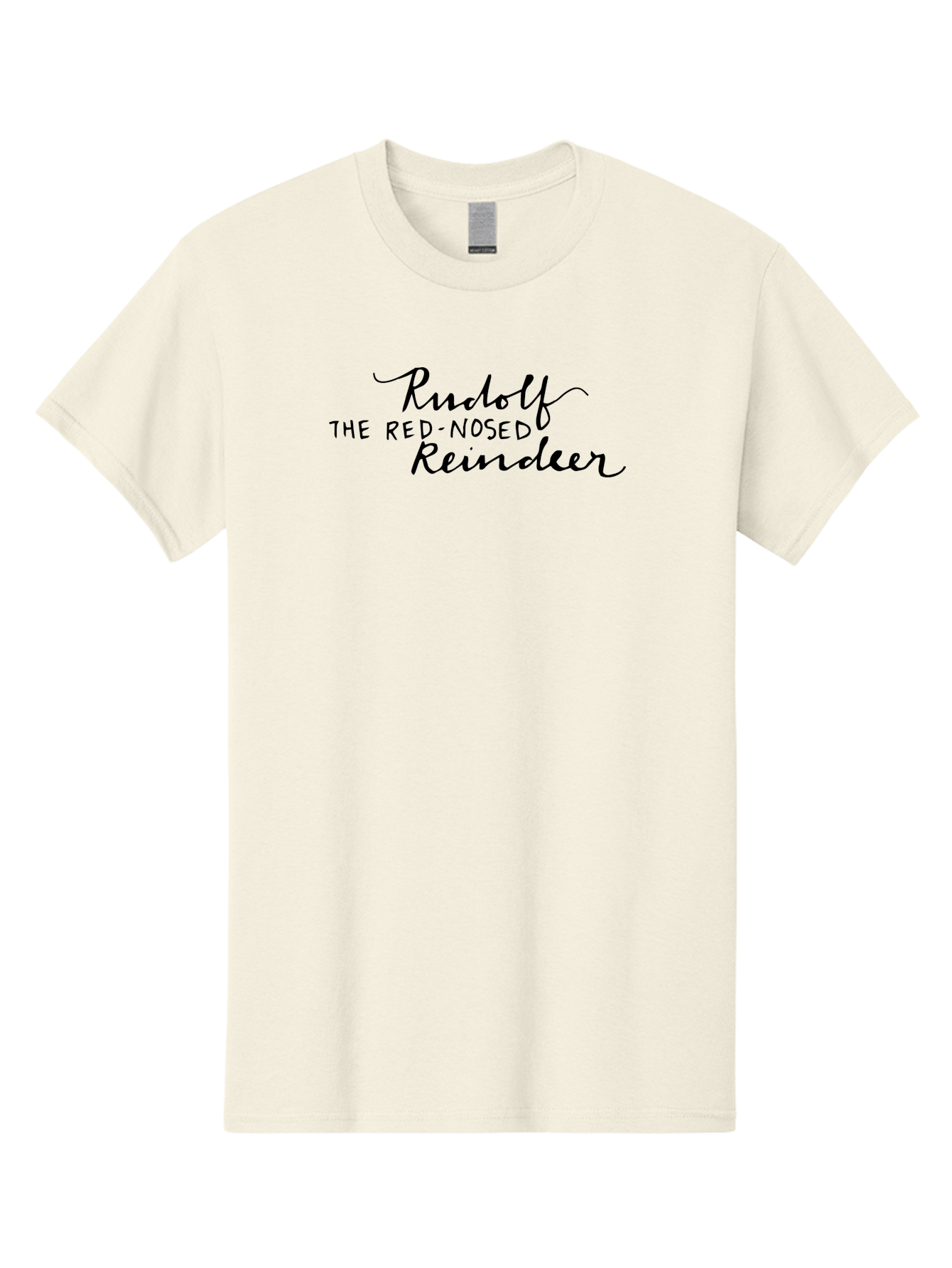 Rudolf-The-Red-Nosed-Reindeer Men'S Graphic Tee, 100% Cotton, Comfortable Casual Summer Wear, Machine Washable, Rudolf The Red-Nosed Reindeer, Christmas Classic, Holiday Cheer, Festive Font, Black Typography, Christmas Character Aab089