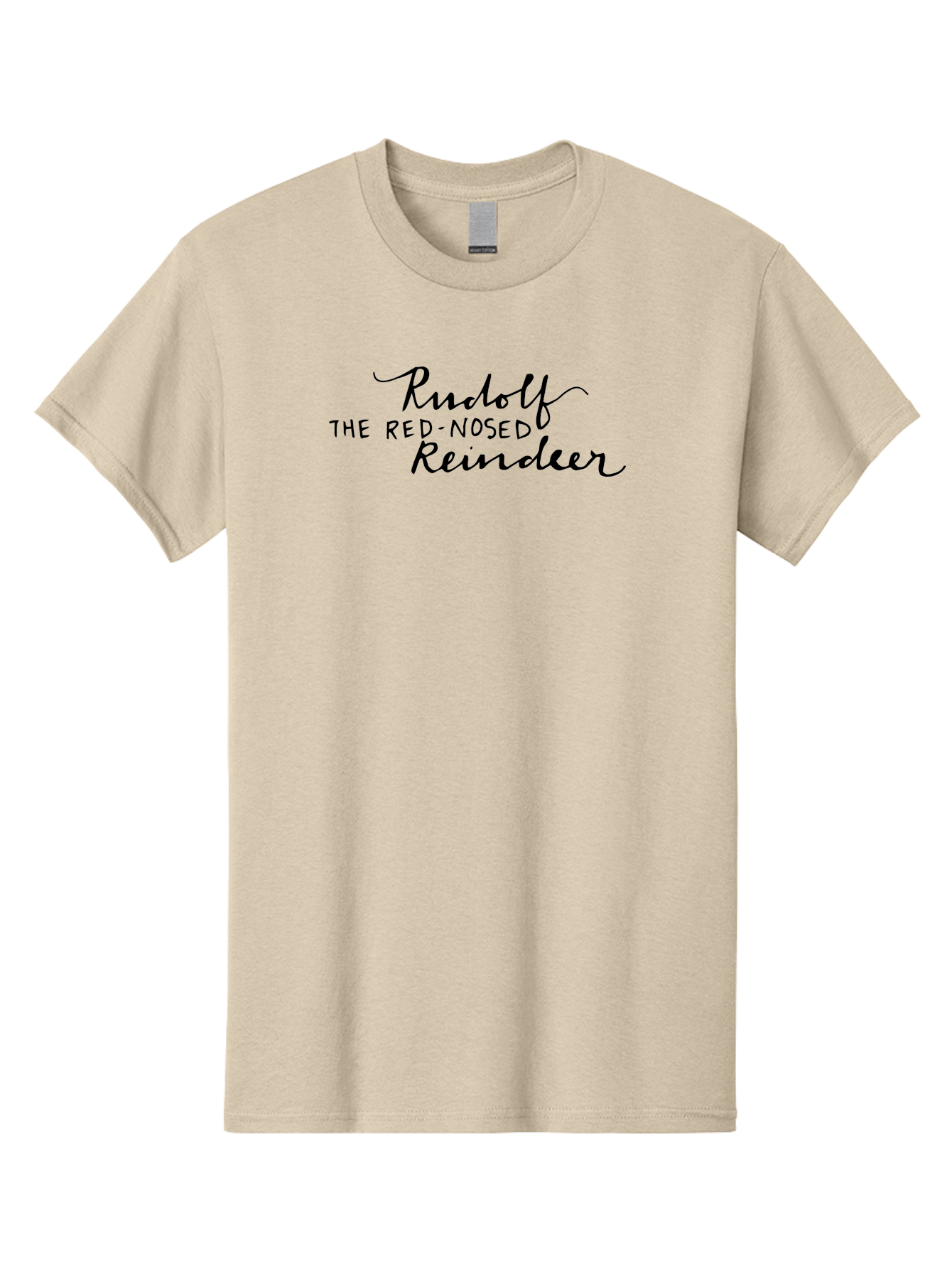 Rudolf-The-Red-Nosed-Reindeer Men'S Graphic Tee, 100% Cotton, Comfortable Casual Summer Wear, Machine Washable, Rudolf The Red-Nosed Reindeer, Christmas Classic, Holiday Cheer, Festive Font, Black Typography, Christmas Character Aab089