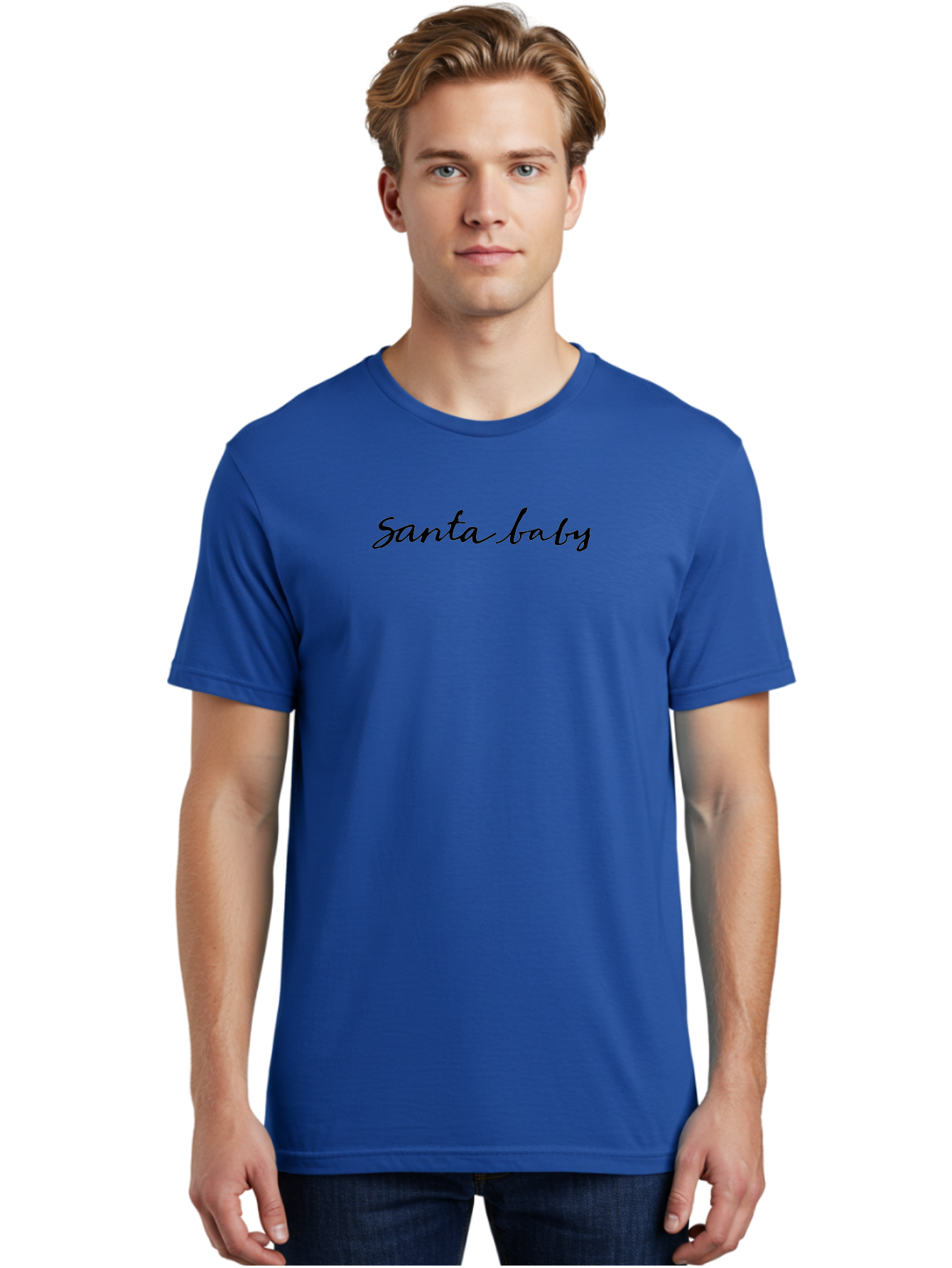 Santa-Baby-1 Men'S Graphic Tee, 100% Cotton, Comfortable Casual Summer Wear, Machine Washable, Santa Baby, Christmas Theme, Holiday Graphics, Festive Design, Winter Season, Cursive Text, Black Font, Christmas Gifts Aab091
