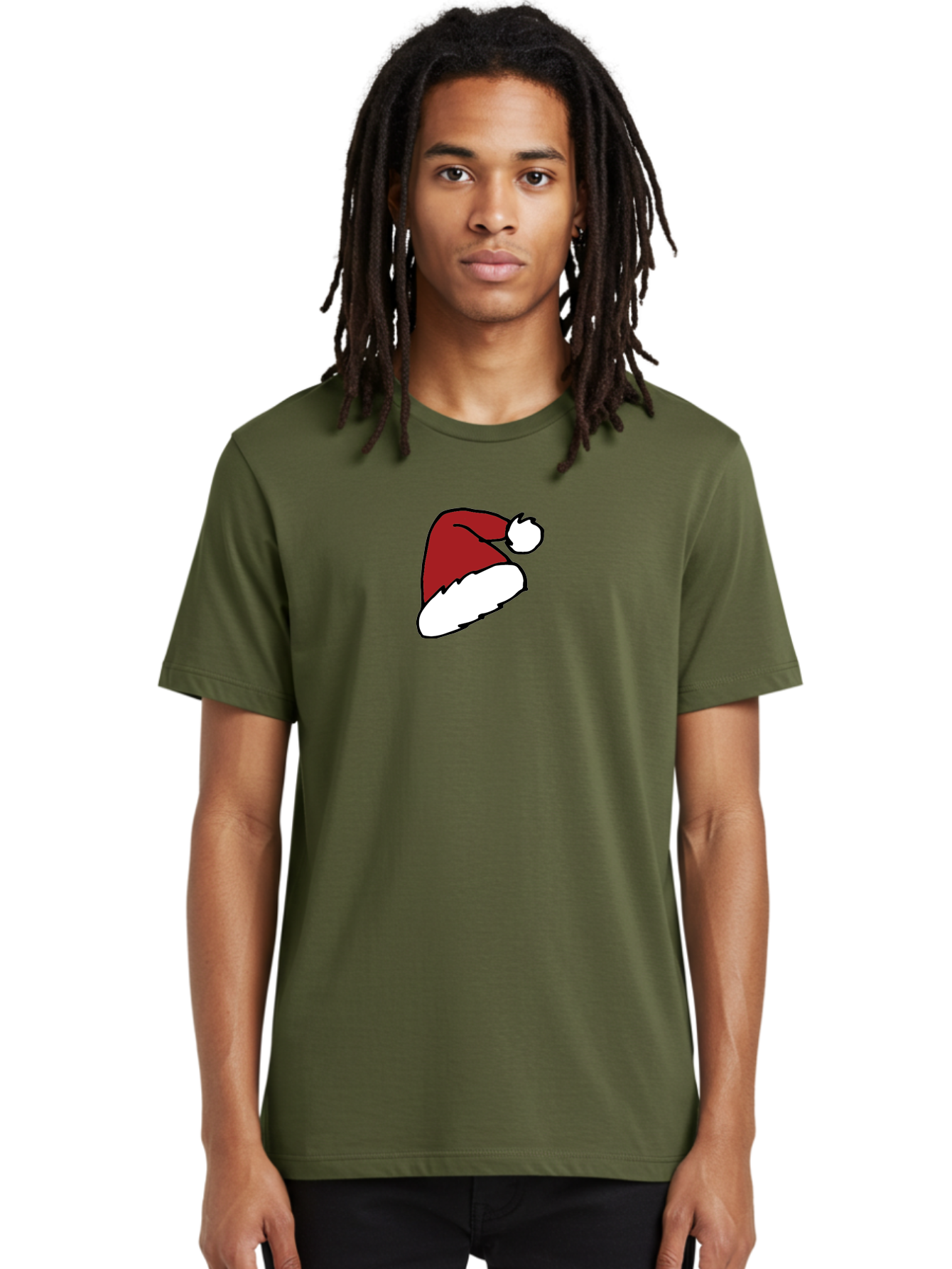 Santa-Hat Men'S Graphic Tee, 100% Cotton, Comfortable Casual Summer Wear, Machine Washable, Red And White Santa Hat, Christmas Accessory, Festive Headwear, Holiday Symbol, Cartoon Illustration, Winter Wear, Seasonal Decoration Aab095