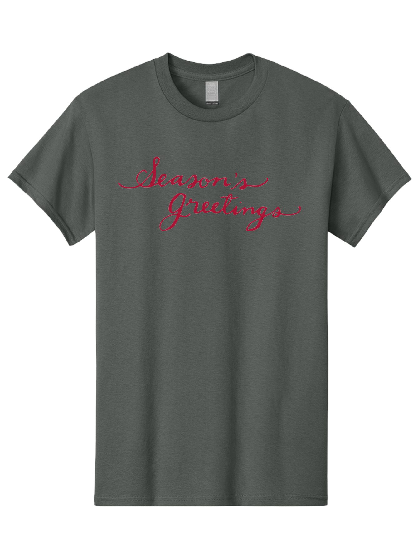 Season-S-Greetings-1 Men'S Graphic Tee, 100% Cotton, Comfortable Casual Summer Wear, Machine Washable, Season'S Greetings, Holiday Message, Festive Greeting, Cursive Text, Christmas Wishes, Holiday Season, Red And Green Color Scheme Aab099