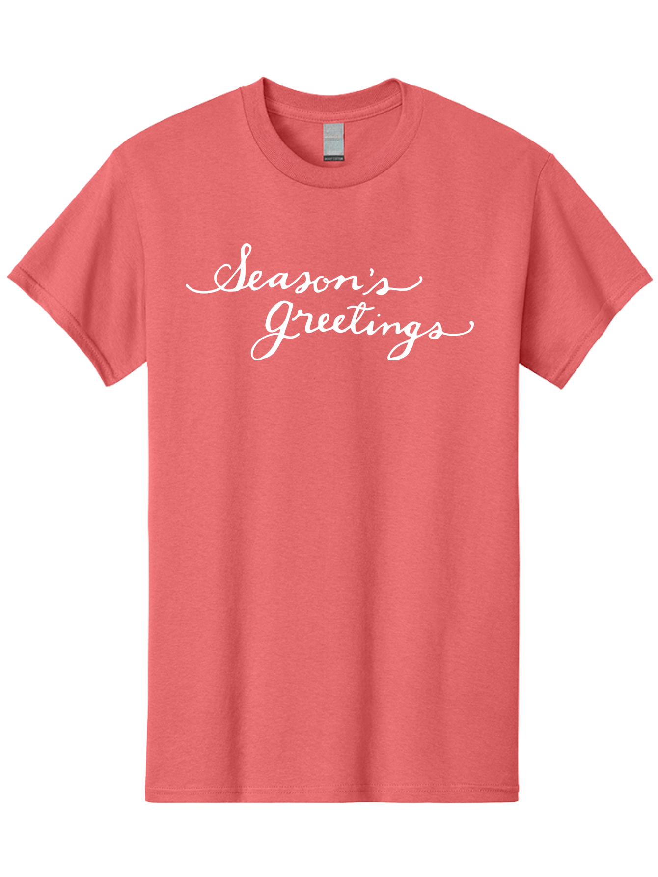 Season-S-Greetings Men'S Graphic Tee, 100% Cotton, Comfortable Casual Summer Wear, Machine Washable, Season'S Greetings, Holiday Message, Festive Greeting, Christmas Wishes, White Cursive Text, Elegant Script, Winter Season Aab100
