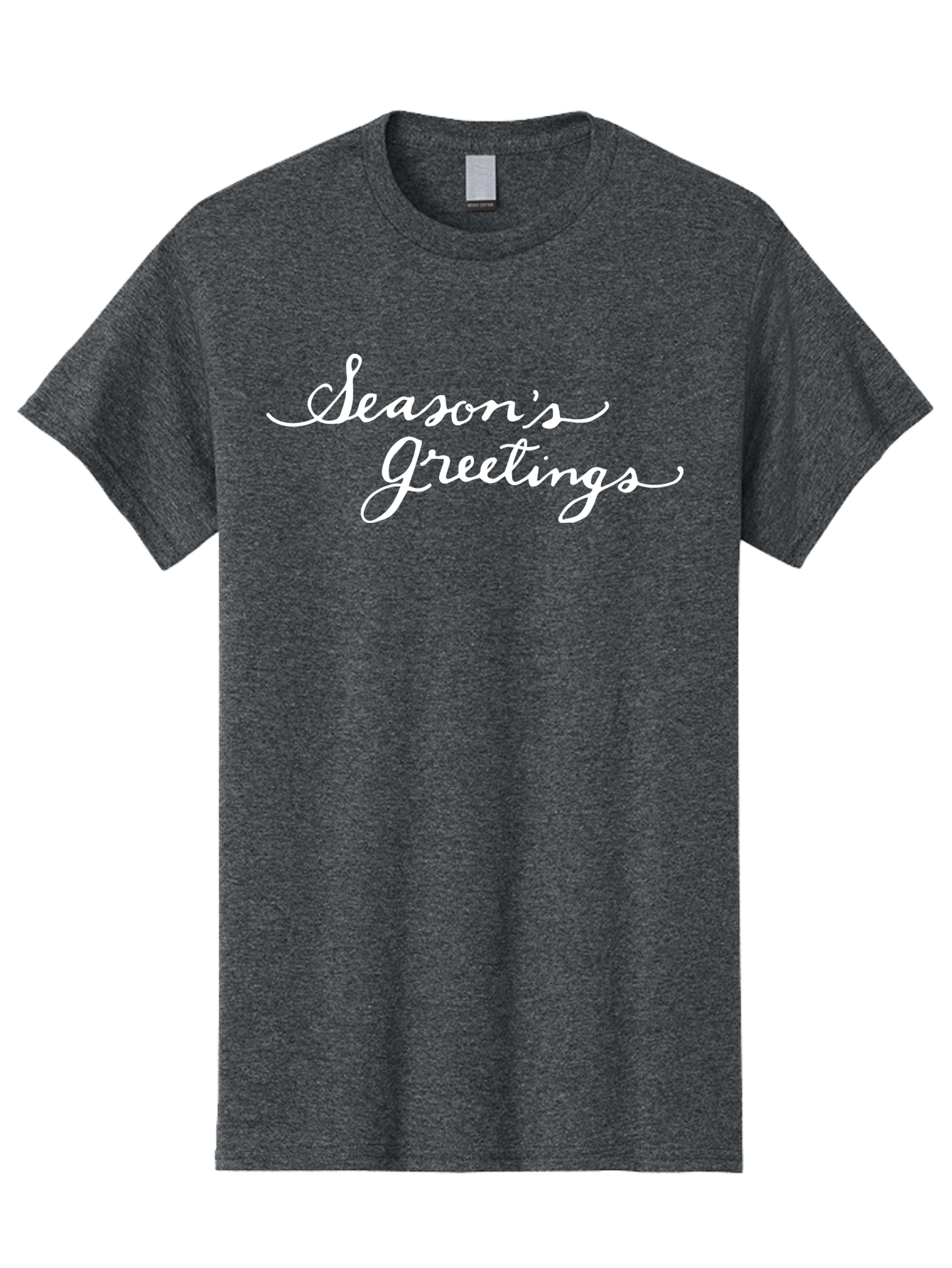 Season-S-Greetings Men'S Graphic Tee, 100% Cotton, Comfortable Casual Summer Wear, Machine Washable, Season'S Greetings, Holiday Message, Festive Greeting, Christmas Wishes, White Cursive Text, Elegant Script, Winter Season Aab100