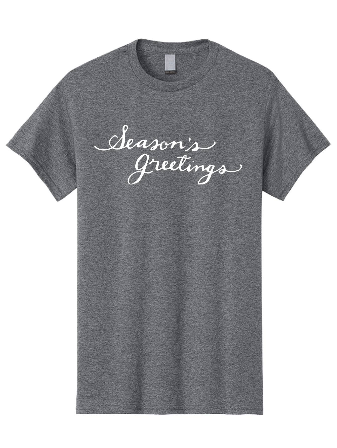 Season-S-Greetings Men'S Graphic Tee, 100% Cotton, Comfortable Casual Summer Wear, Machine Washable, Season'S Greetings, Holiday Message, Festive Greeting, Christmas Wishes, White Cursive Text, Elegant Script, Winter Season Aab100