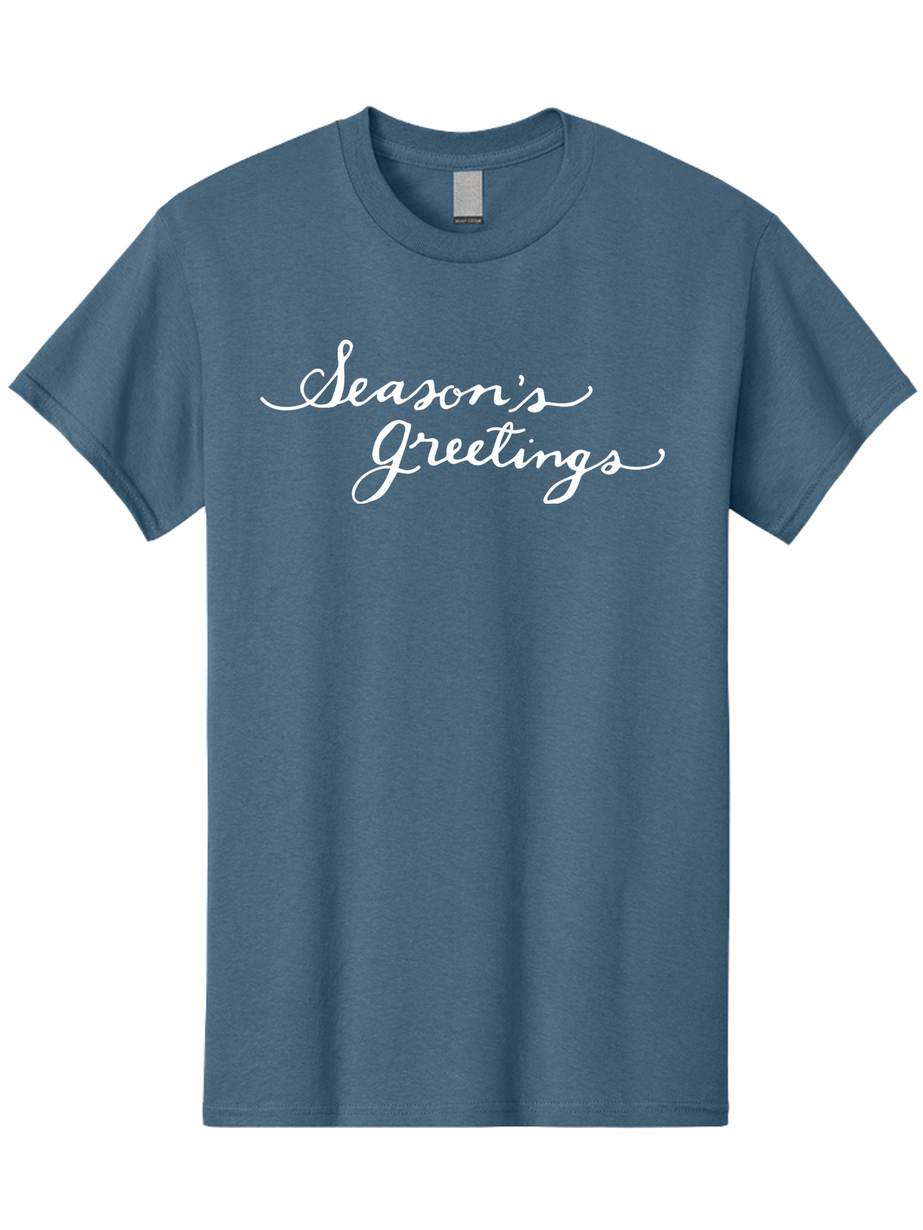 Season-S-Greetings Men'S Graphic Tee, 100% Cotton, Comfortable Casual Summer Wear, Machine Washable, Season'S Greetings, Holiday Message, Festive Greeting, Christmas Wishes, White Cursive Text, Elegant Script, Winter Season Aab100