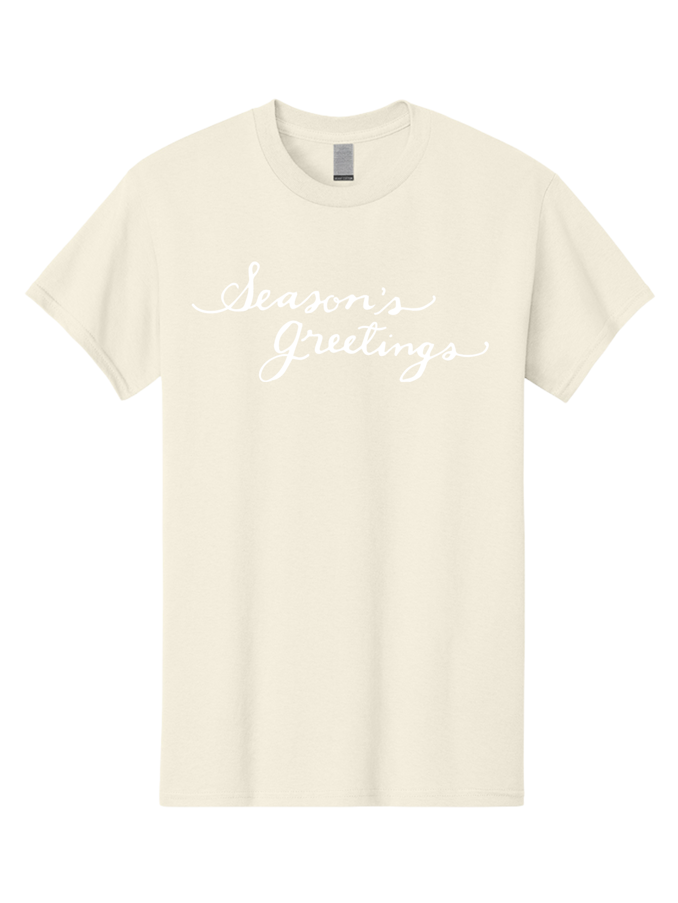 Season-S-Greetings Men'S Graphic Tee, 100% Cotton, Comfortable Casual Summer Wear, Machine Washable, Season'S Greetings, Holiday Message, Festive Greeting, Christmas Wishes, White Cursive Text, Elegant Script, Winter Season Aab100