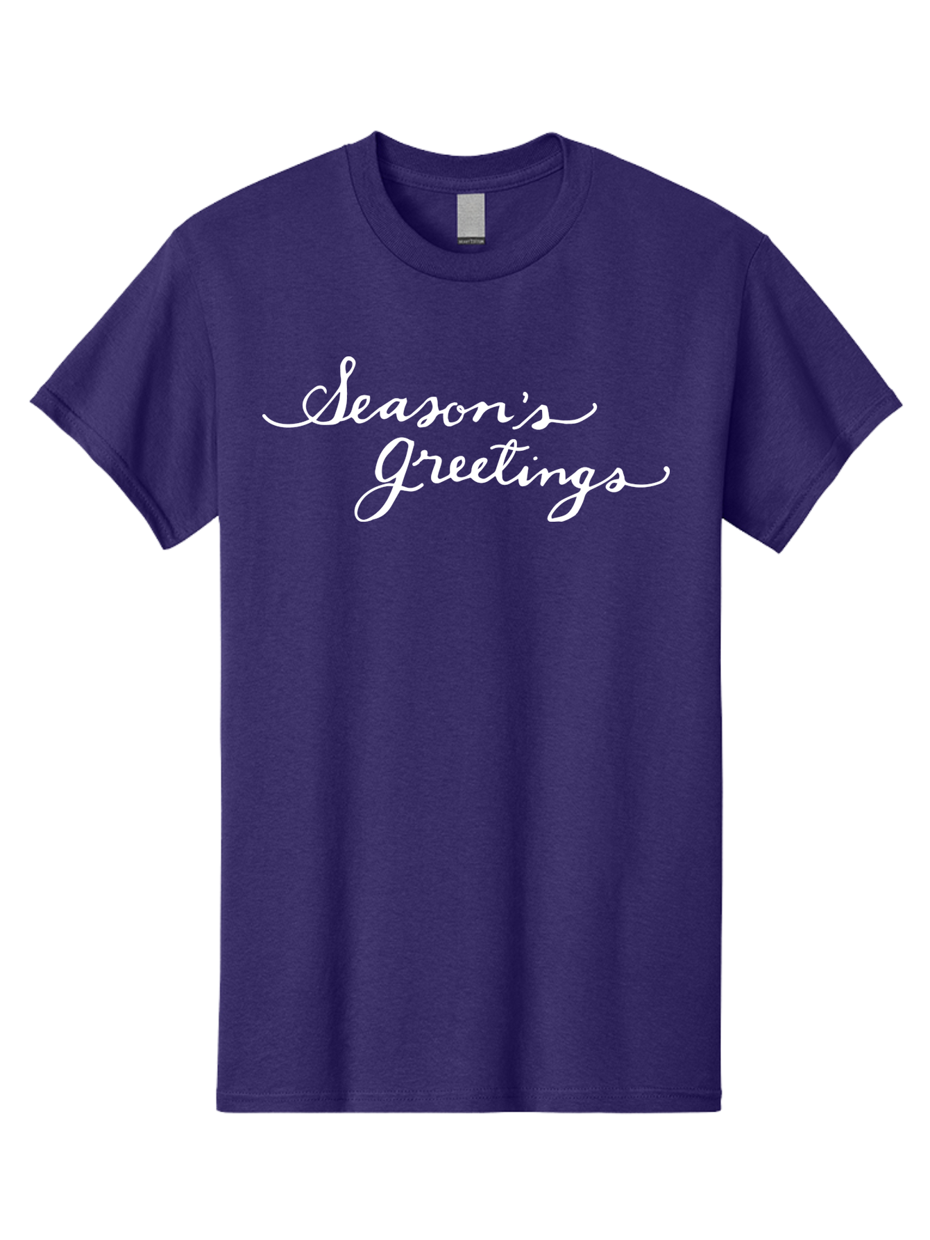Season-S-Greetings Men'S Graphic Tee, 100% Cotton, Comfortable Casual Summer Wear, Machine Washable, Season'S Greetings, Holiday Message, Festive Greeting, Christmas Wishes, White Cursive Text, Elegant Script, Winter Season Aab100