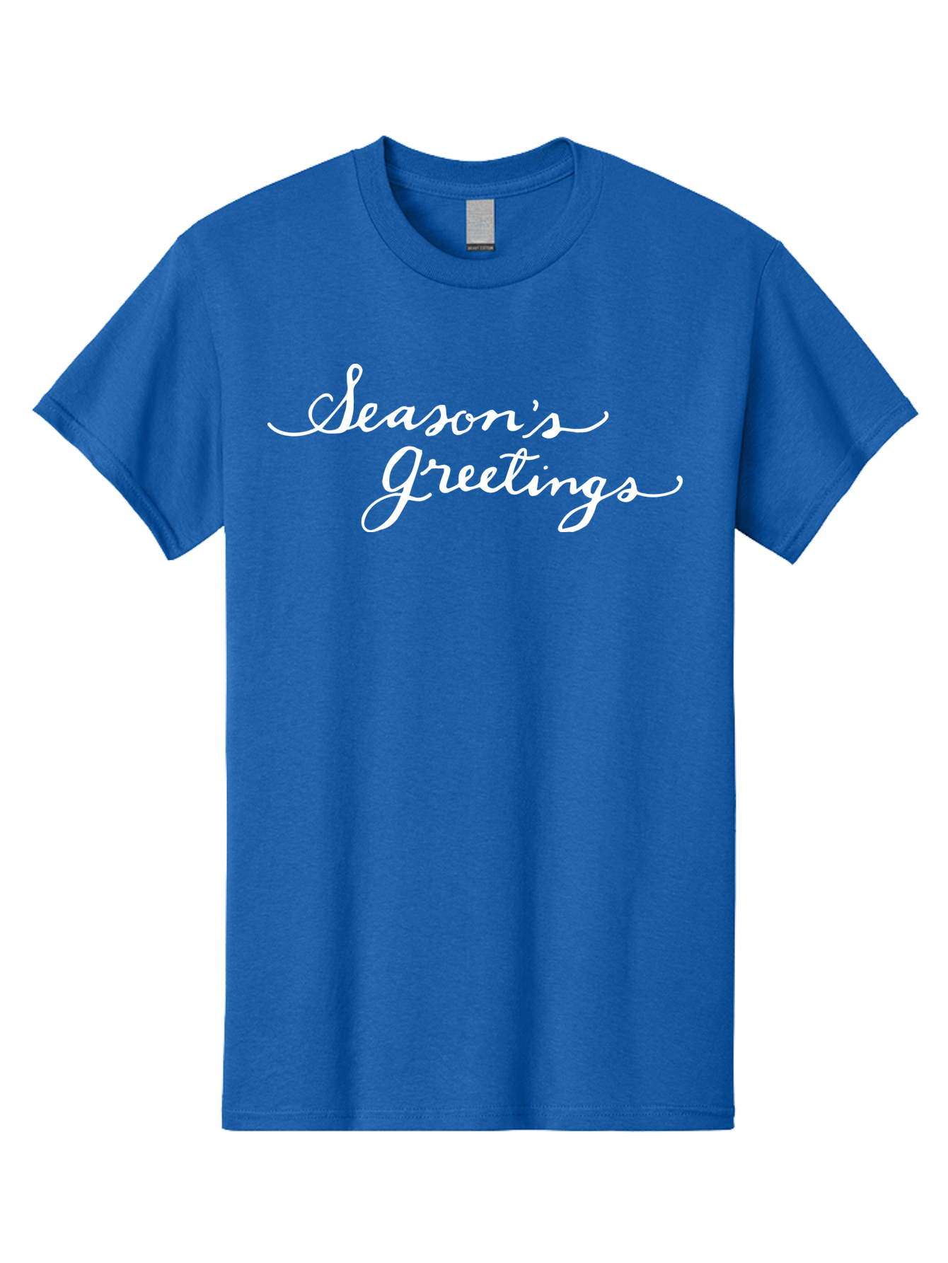 Season-S-Greetings Men'S Graphic Tee, 100% Cotton, Comfortable Casual Summer Wear, Machine Washable, Season'S Greetings, Holiday Message, Festive Greeting, Christmas Wishes, White Cursive Text, Elegant Script, Winter Season Aab100