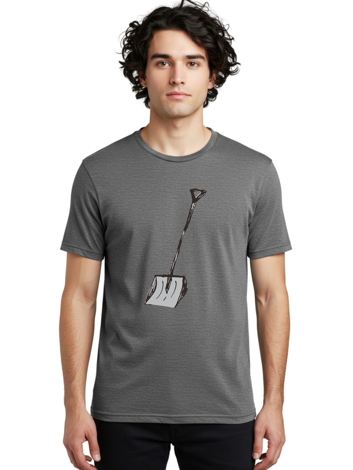 Shovel-1 Men'S Graphic Tee, 100% Cotton, Comfortable Casual Summer Wear, Machine Washable, Handheld Shovel, Gardening Tool, Digging Equipment, Metal Handle, Curved Blade, Rectangular Head, Simple Design, Illustration Style, Black Outline Aab101