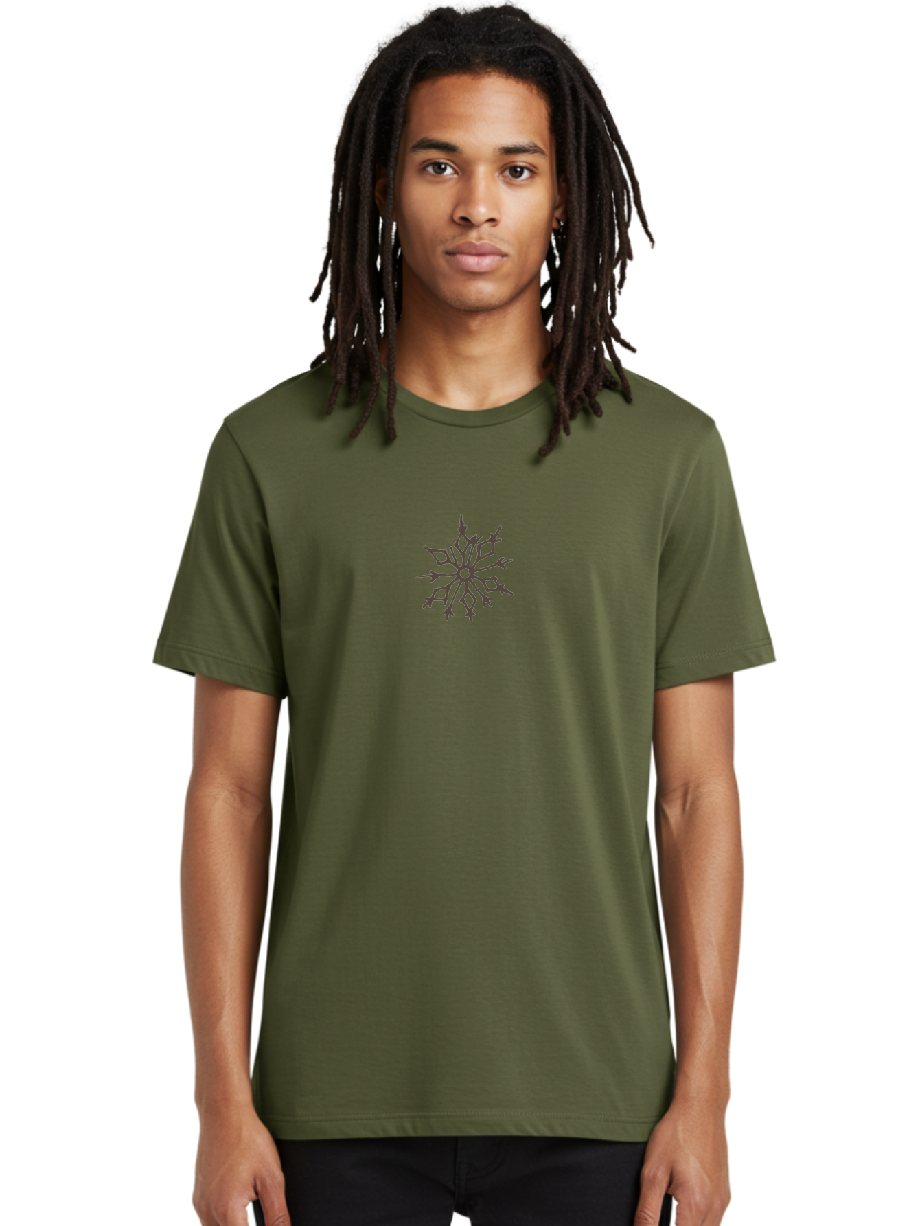 Snowflake-6 Men'S Graphic Tee, 100% Cotton, Comfortable Casual Summer Wear, Machine Washable, Simple Snowflake Design, Minimalist Winter Symbol, Delicate Frost Pattern, Purple Snowflake, Seasonal Decoration, Winter Wonderland, Aab117