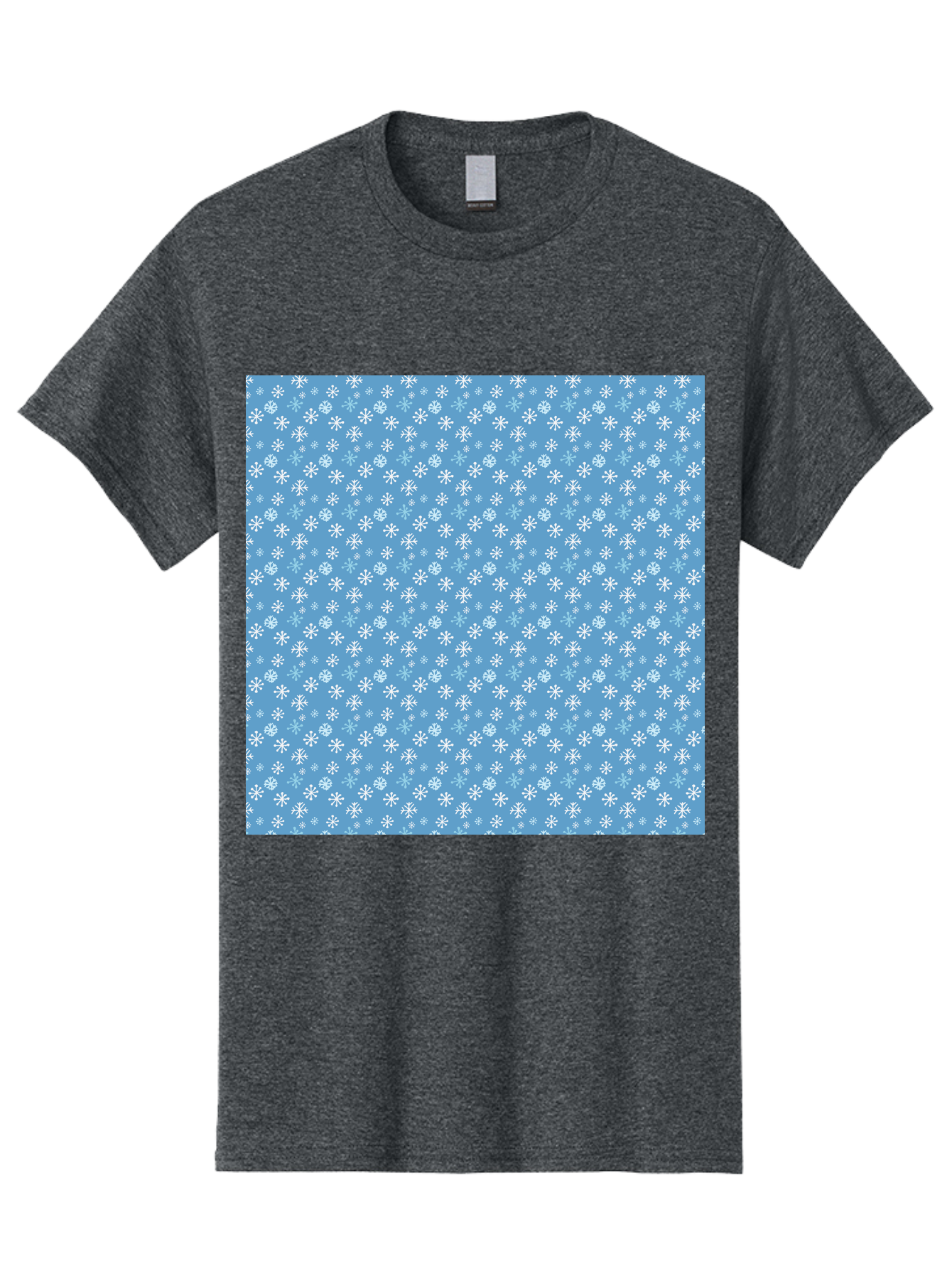 Snowflake-Pattern Men'S Graphic Tee, 100% Cotton, Comfortable Casual Summer Wear, Machine Washable, Snowflakes Pattern, White Snowflakes, Blue Background, Winter Theme, Festive Design, Delicate Snowflakes, Intricate Patterns, Holiday Decor, Aab121