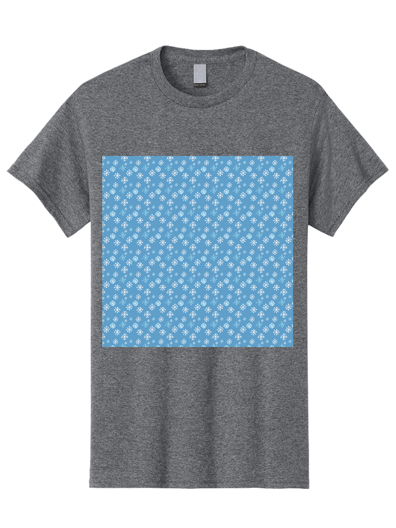 Snowflake-Pattern Men'S Graphic Tee, 100% Cotton, Comfortable Casual Summer Wear, Machine Washable, Snowflakes Pattern, White Snowflakes, Blue Background, Winter Theme, Festive Design, Delicate Snowflakes, Intricate Patterns, Holiday Decor, Aab121