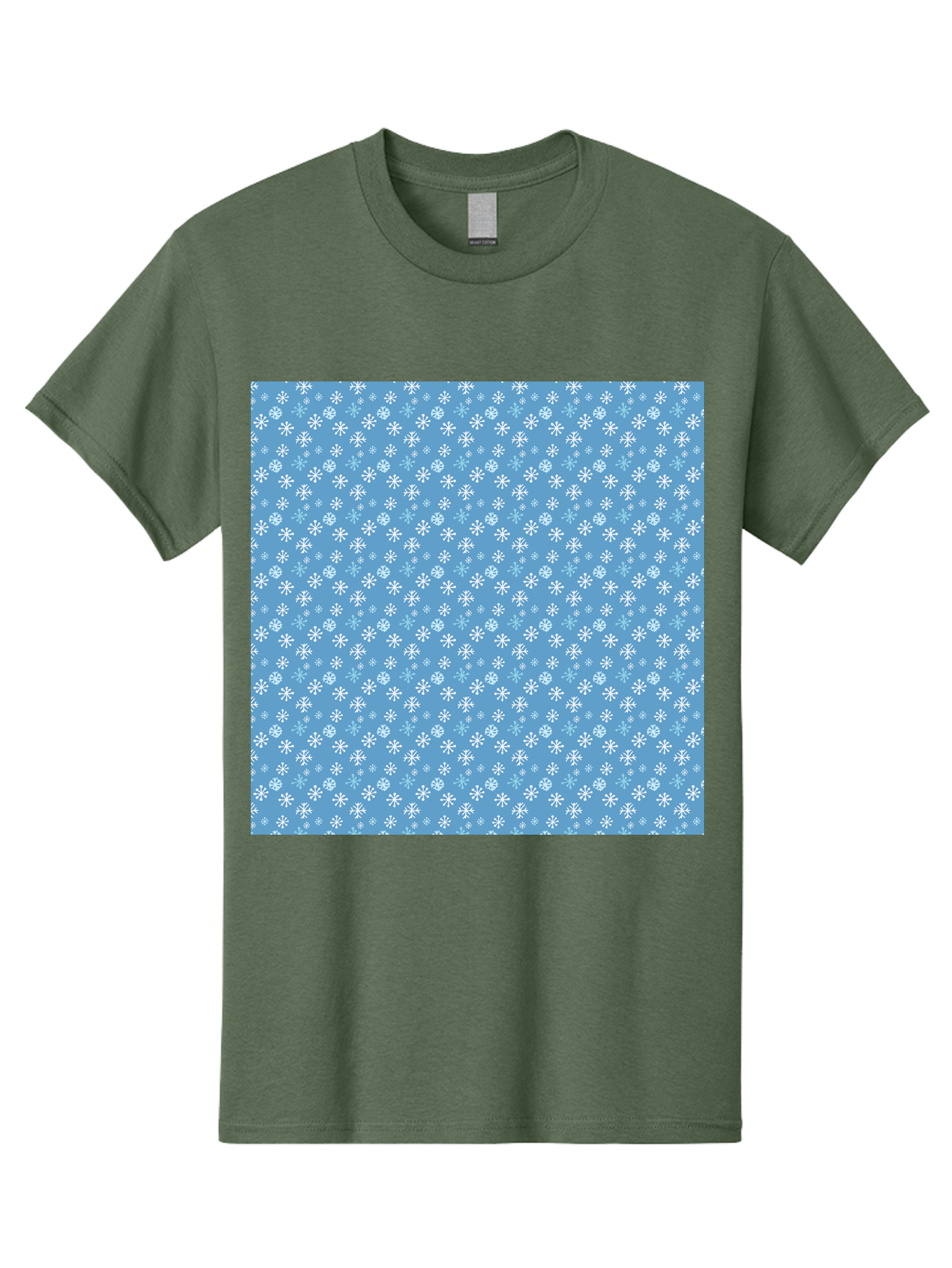 Snowflake-Pattern Men'S Graphic Tee, 100% Cotton, Comfortable Casual Summer Wear, Machine Washable, Snowflakes Pattern, White Snowflakes, Blue Background, Winter Theme, Festive Design, Delicate Snowflakes, Intricate Patterns, Holiday Decor, Aab121
